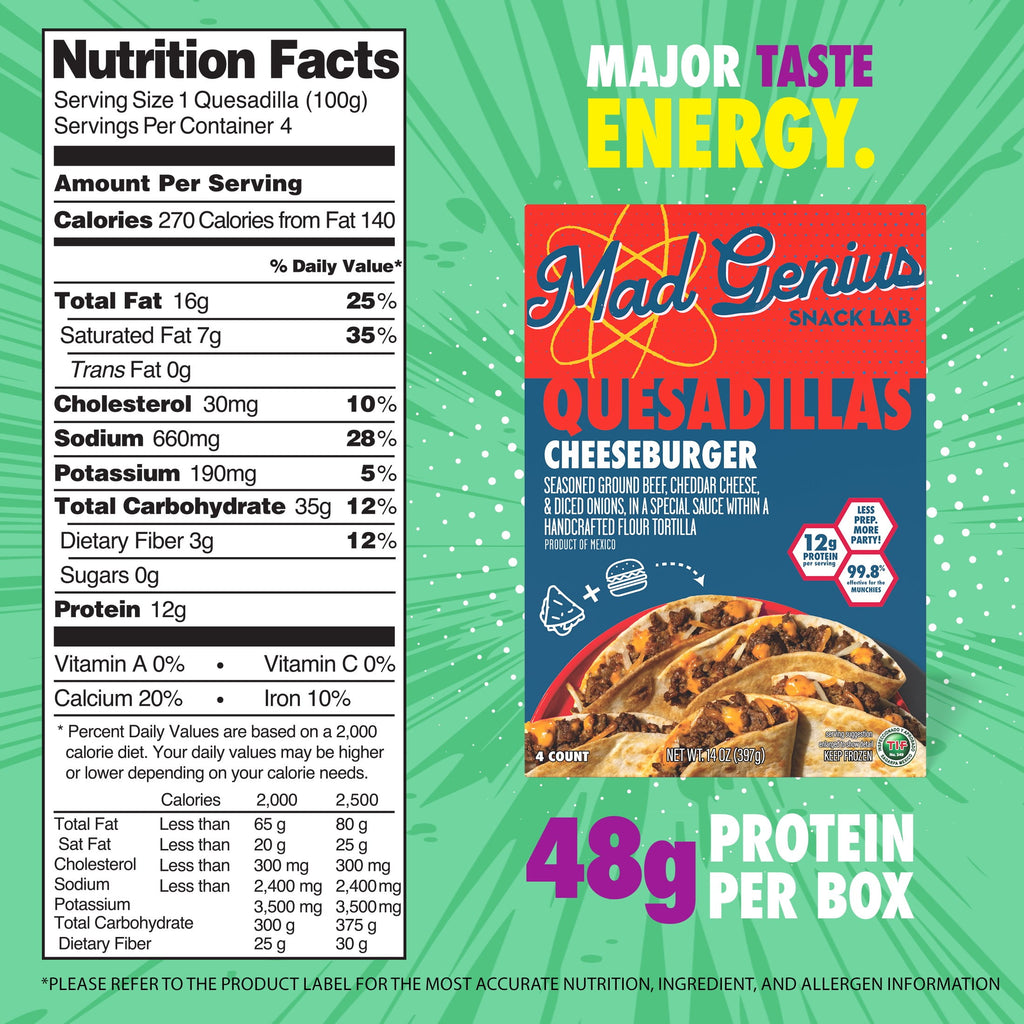 Mad Genius Cheeseburger Quesadillas Frozen 14 Oz 4 Count