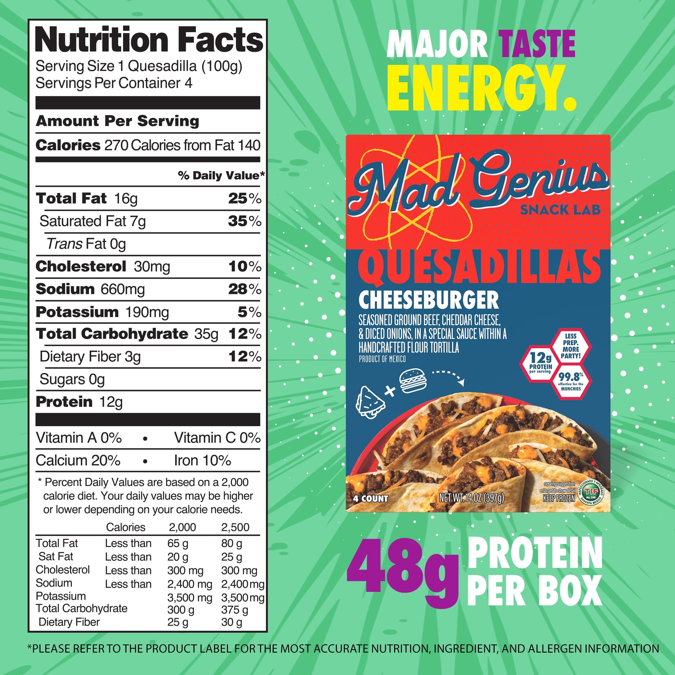 Mad Genius Cheeseburger Quesadillas Frozen 14 Oz 4 Count