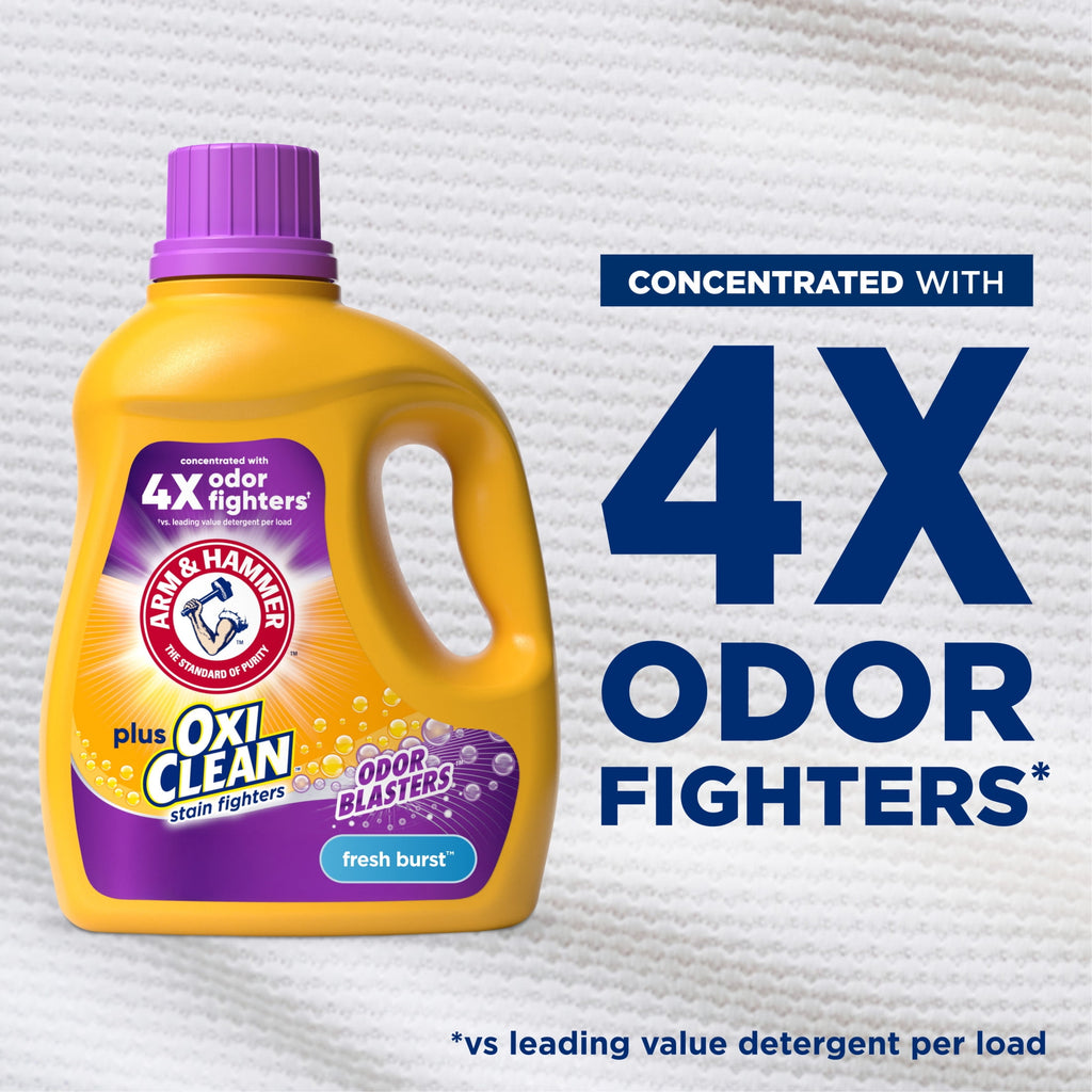 ARM & HAMMER Plus OxiClean with Odor Blasters Liquid Laundry Detergent Fresh Burst 32.5 fl oz 25 Loads