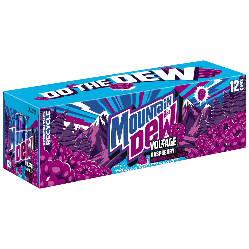 Mountain Dew Voltage Raspberry Citrus Soda Pop Cans 12 Fl Oz 12 Pack