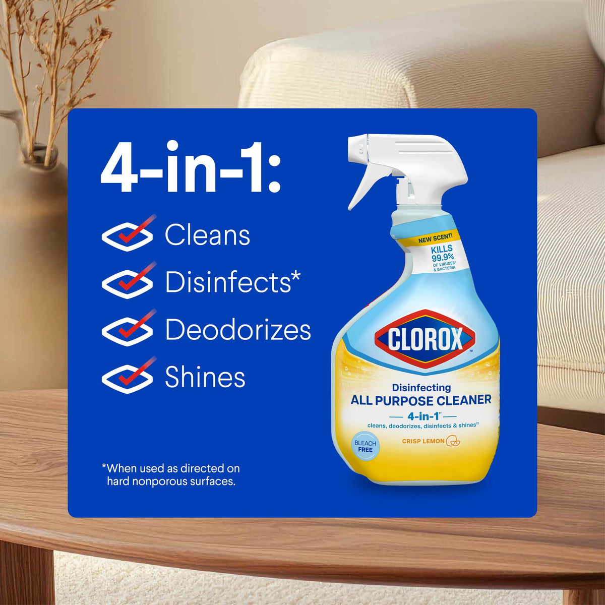 Clorox Disinfecting Bleach-Free All Purpose Cleaner Crisp Lemon 32 fl oz