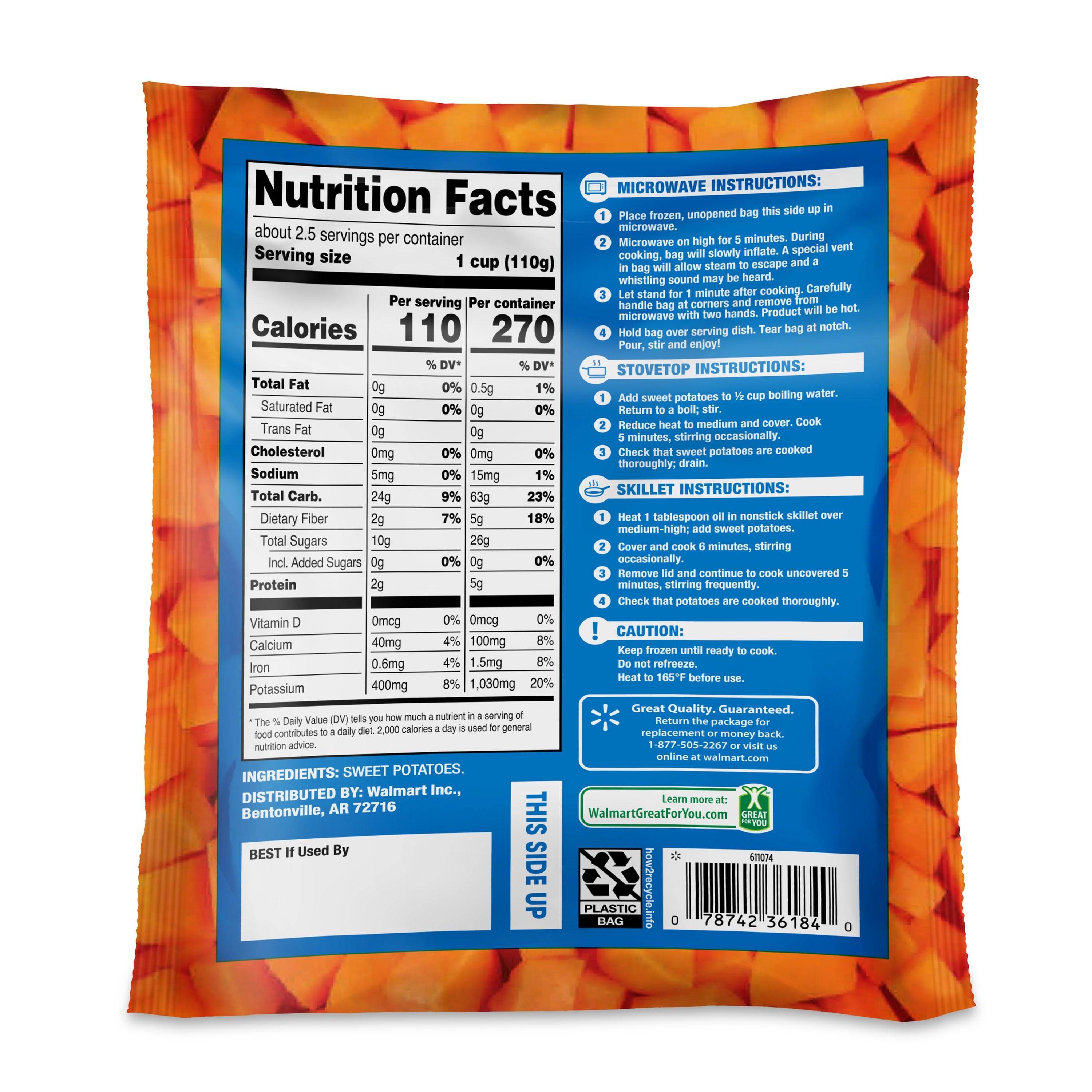 Great Value Diced Sweet Potatoes 10 Oz Frozen