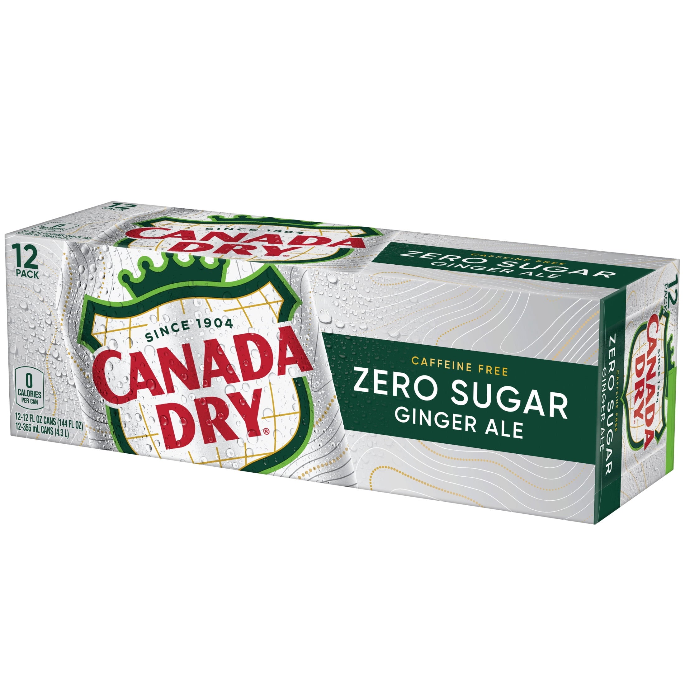 Canada Dry Caffeine Free Zero Sugar Ginger Ale Soda Pop Cans 12 Fl Oz 12 Pack