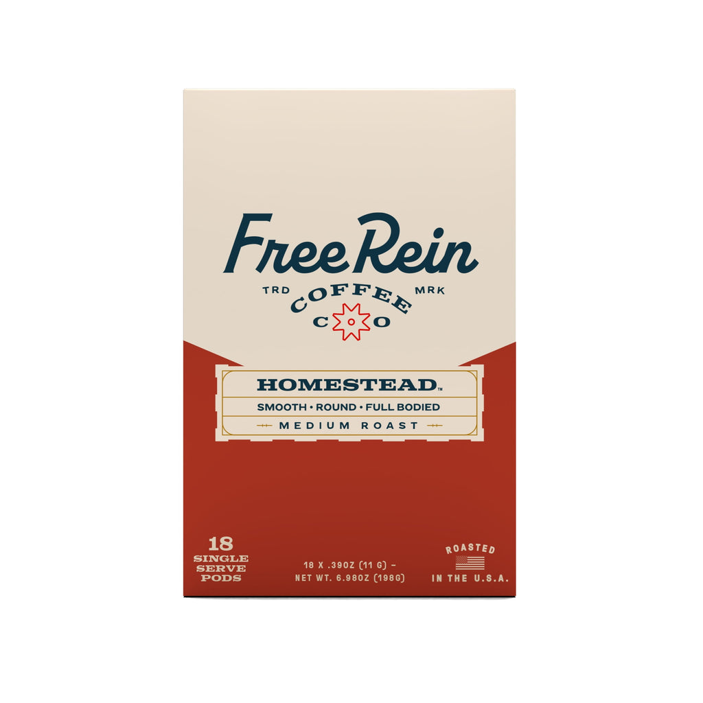 Free Rein Coffee Homestead Medium Roast Coffee Pods 18 Count