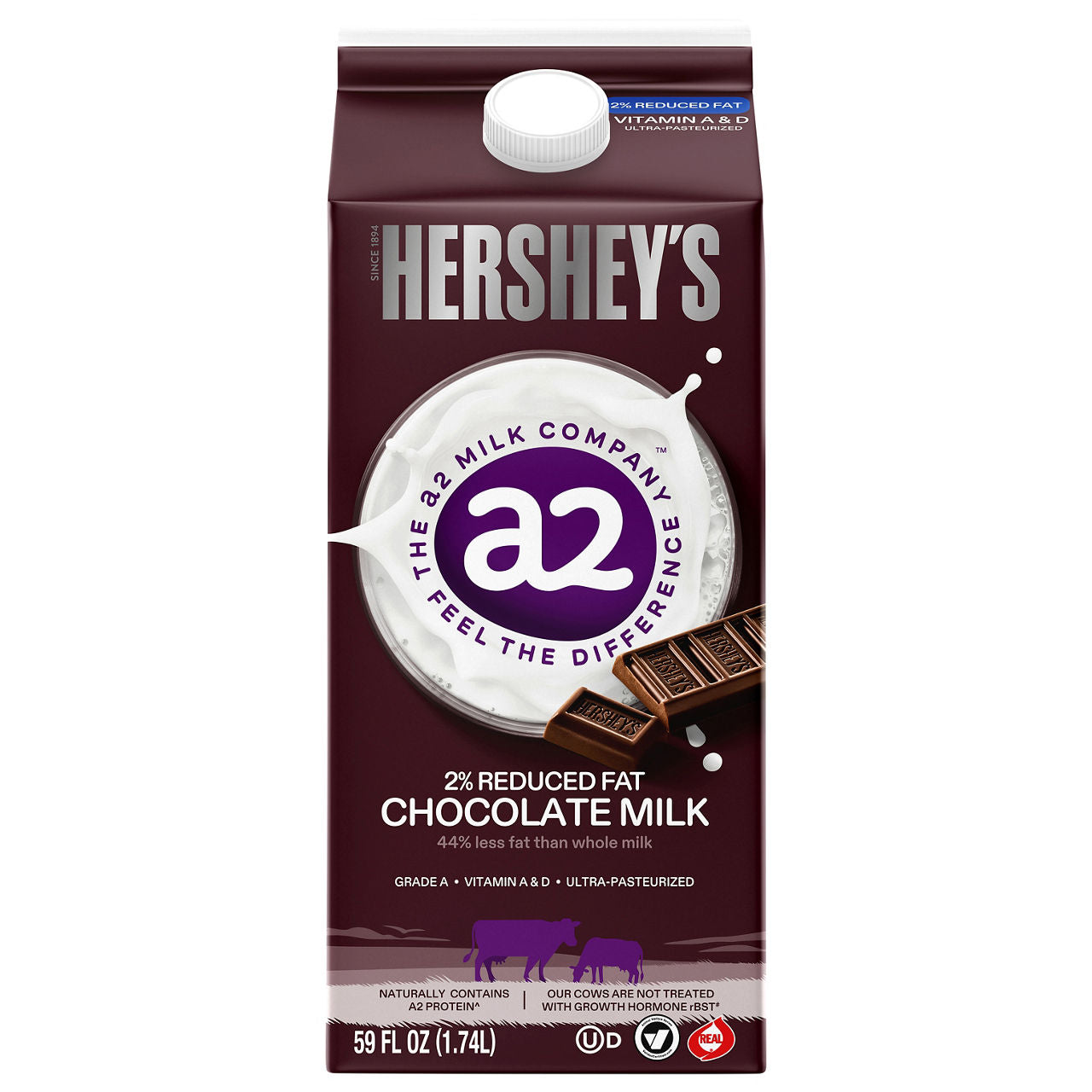 a2 Milk HERSHEY'S Chocolate 2% Reduced Fat Milk 59 fl oz