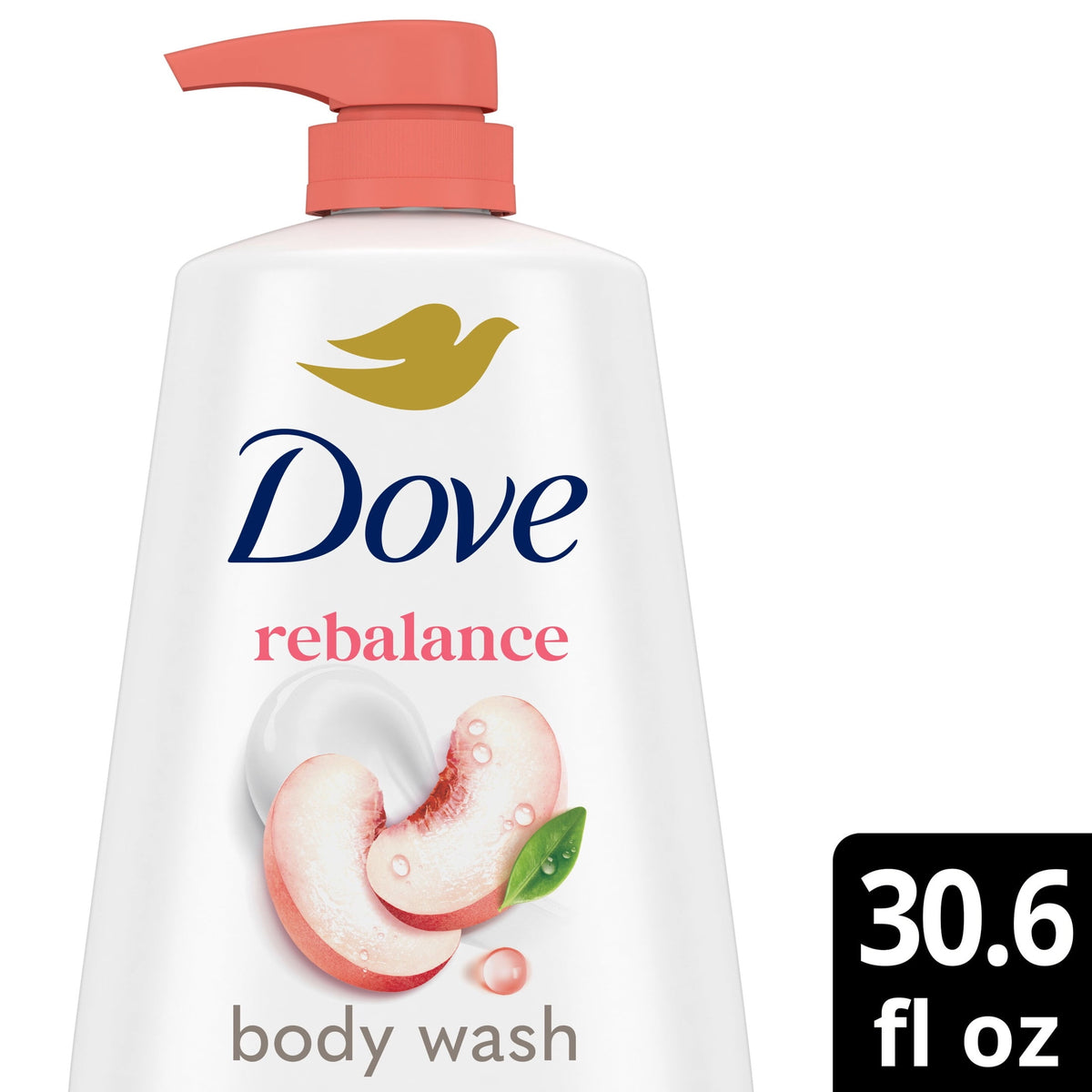 Dove Rebalance Body Wash White Peach & Rice Milk Moisturizing Skin Cleanser 30.6 fl oz