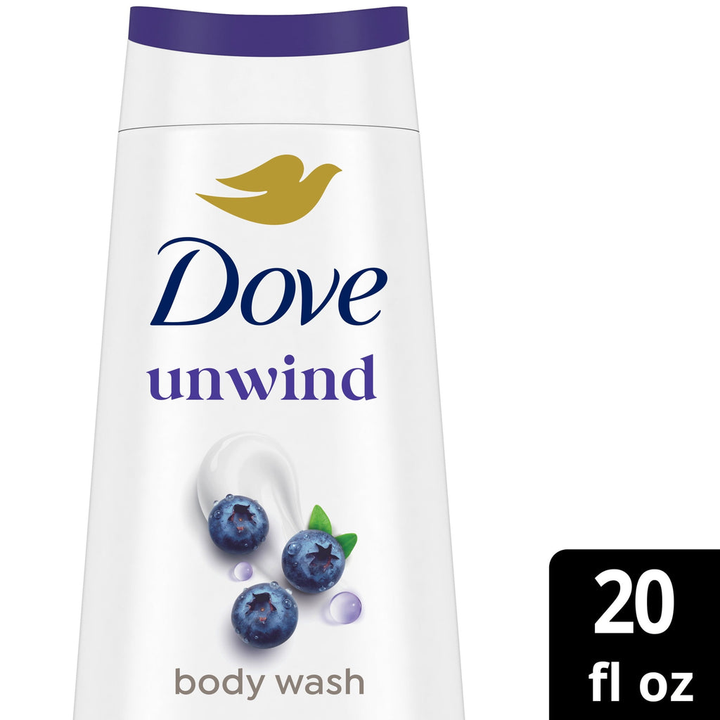 Dove Unwind Body Wash Blueberry & Moon Milk Moisturizing Cleanser 20 fl oz