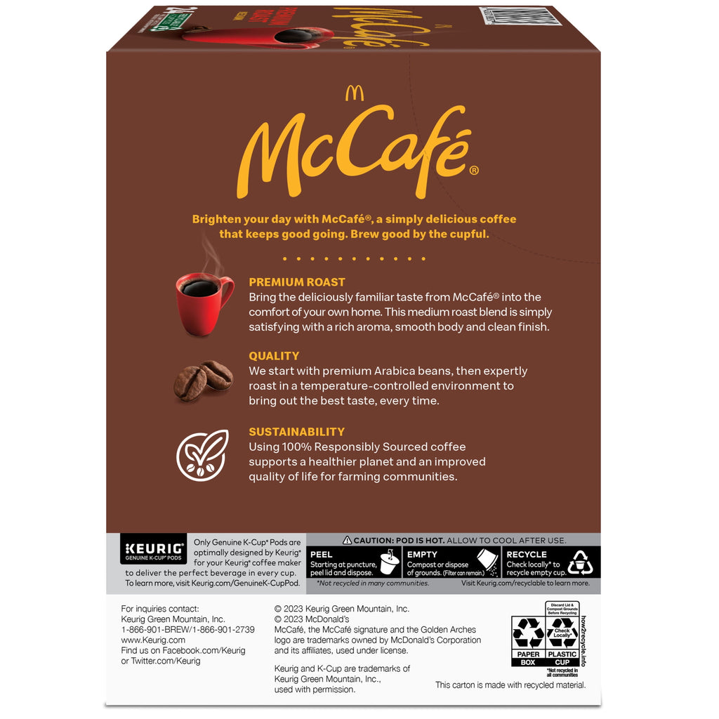 McCafé Premium Roast Naturally Caffeinated Medium Roast Coffee Keurig K-Cup Pods 24 Count Box