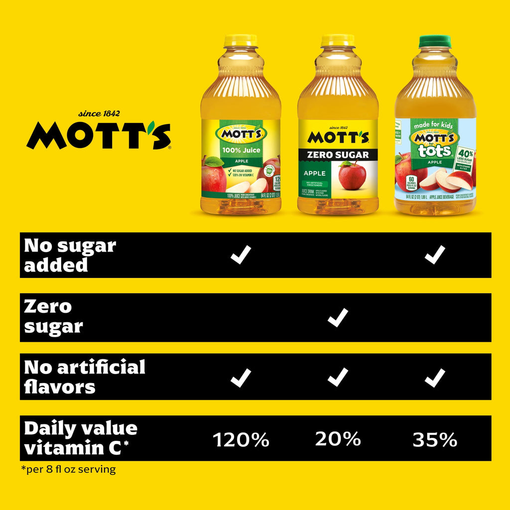 Mott's Zero Sugar Apple Juice Drink Pulp-Free 64 fl oz Bottle