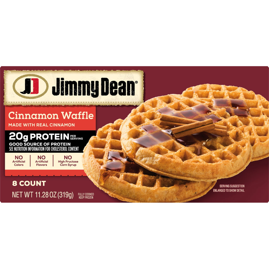 Jimmy Dean Protein Cinnamon Waffles Frozen 8 Count 11.28 Oz