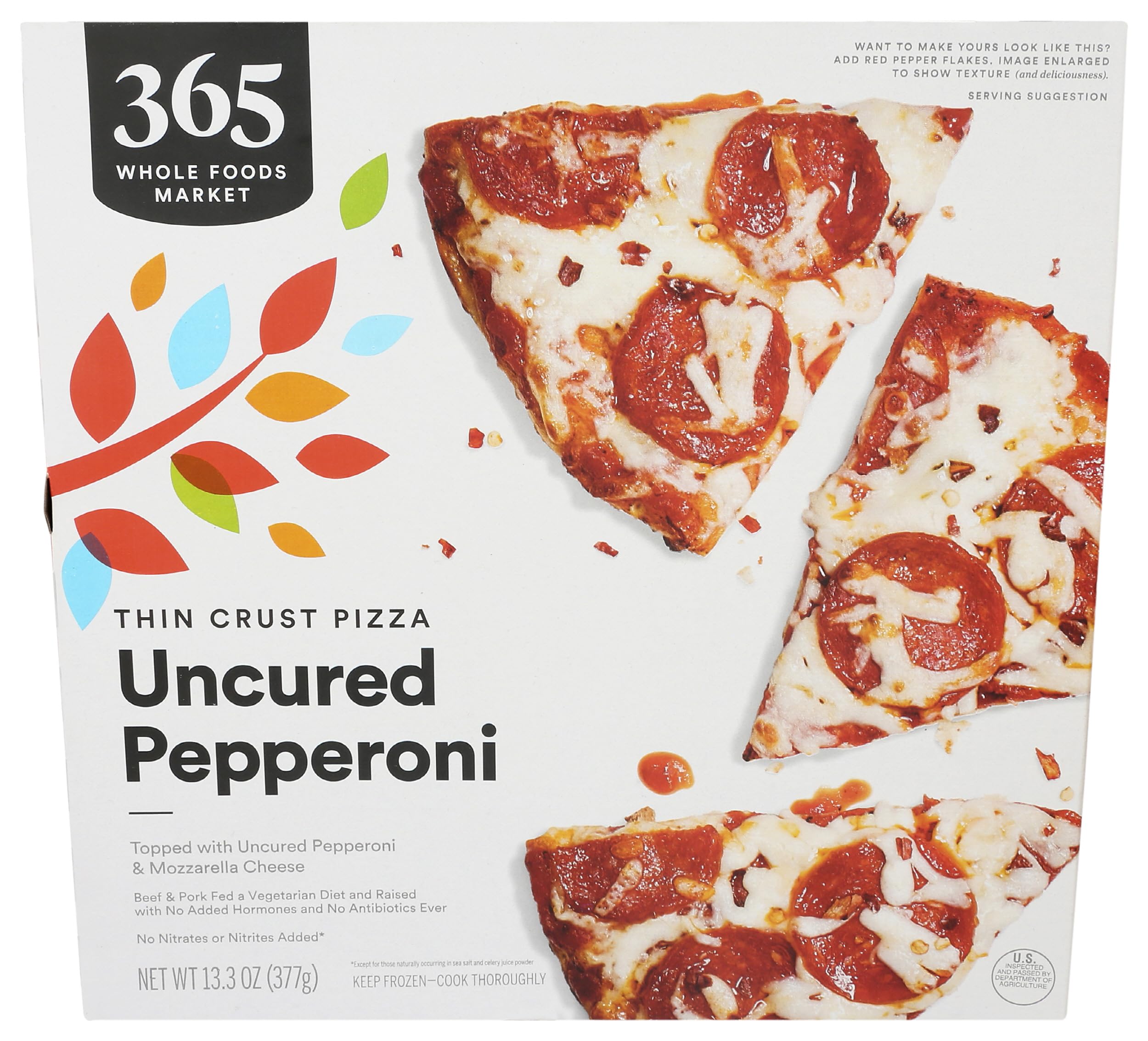 Thin Crust Uncured Pepperoni Pizza 13.3 Oz 1 Count 365 By Whole Foods Market
