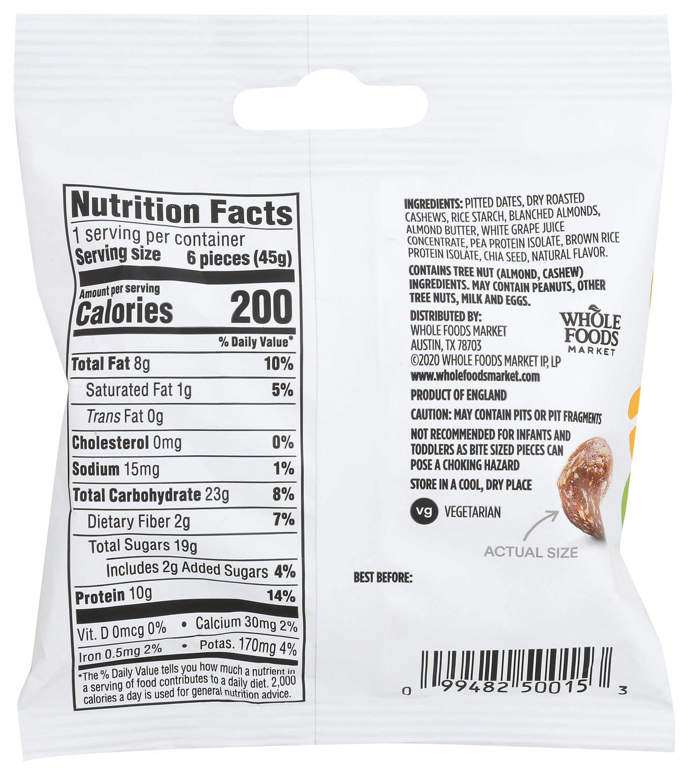 Vanilla Cashew Almond Protein Bites 1.58 Oz 365 By Whole Foods Market