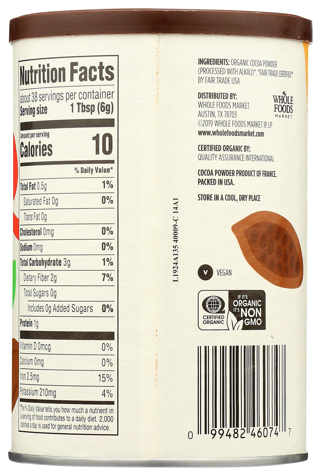 Organic Cocoa Powder Unsweetened 8 Oz 1 Count 365 By Whole Foods Market