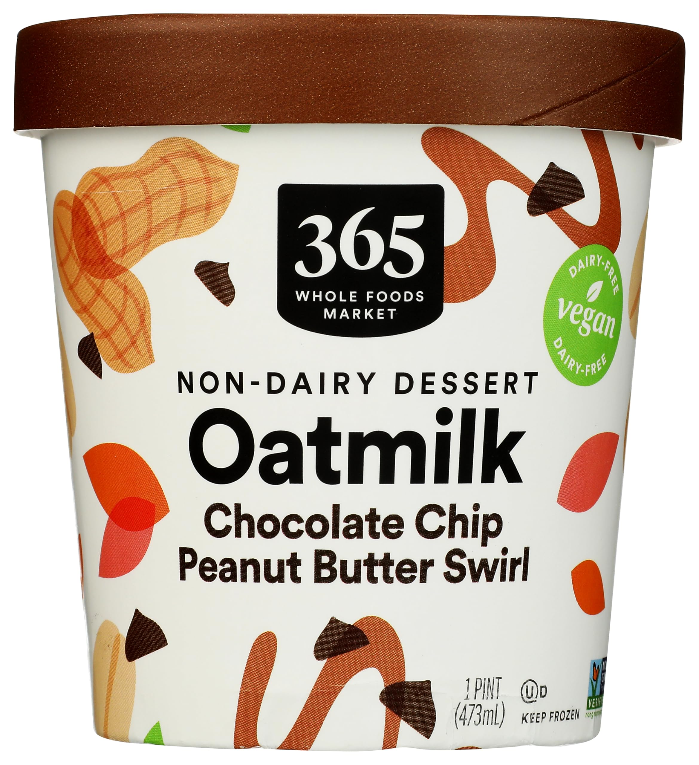 Chocolate Chip Peanut Butter Oat Milk Frozen Dessert 1 PT 365 By Whole Foods Market