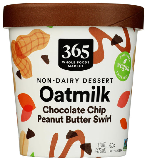 Chocolate Chip Peanut Butter Oat Milk Frozen Dessert 1 PT 365 By Whole Foods Market