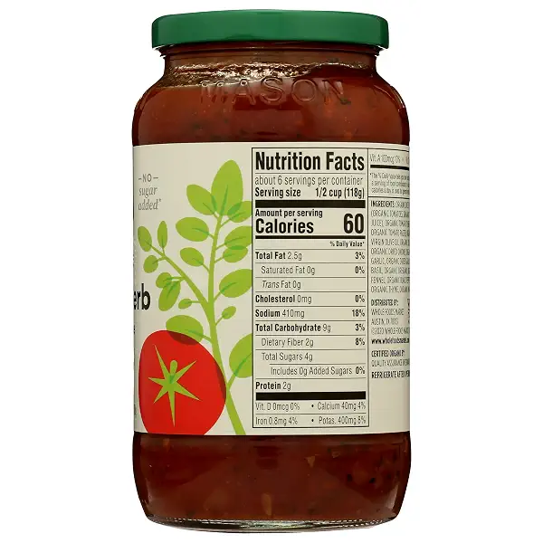 Organic Italian Herb Pasta Sauce 25 Oz 1 Count 365 By Whole Foods Market