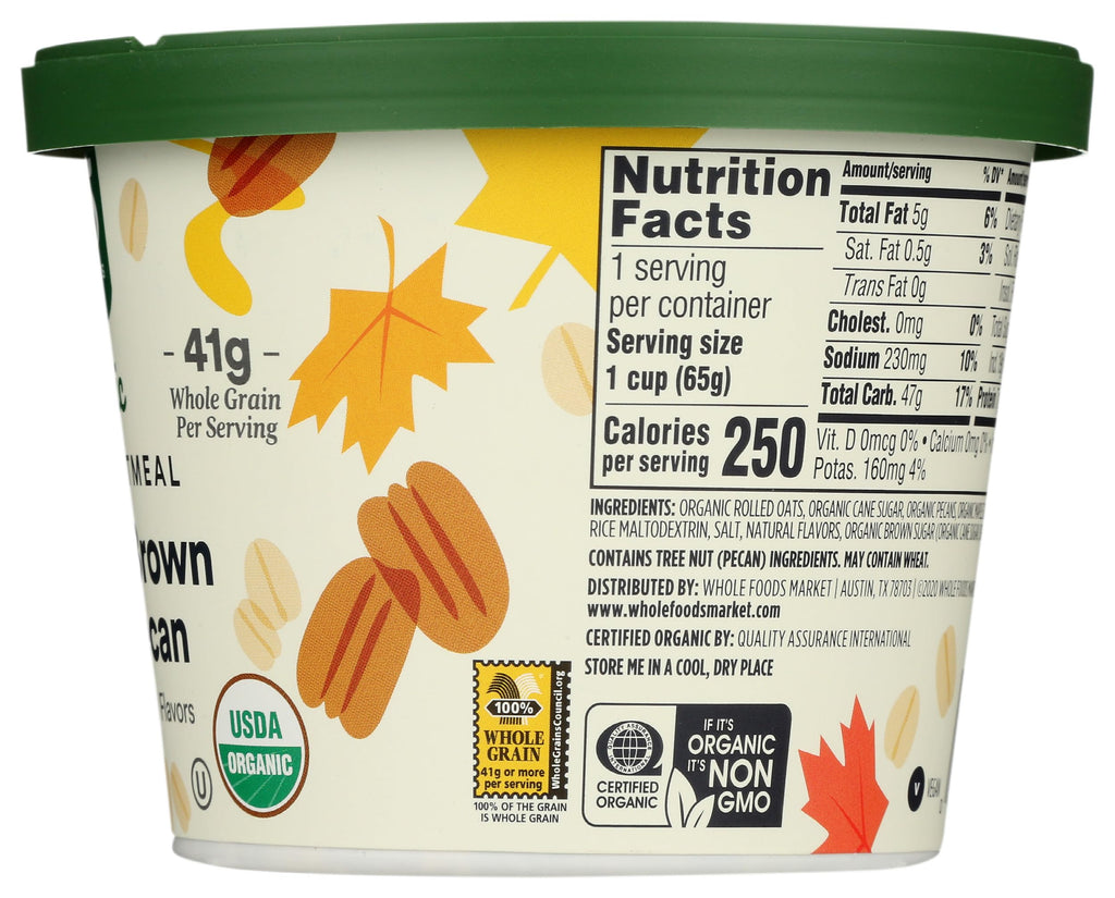 Organic Instant Oatmeal Maple & Brown Sugar Pecan 2.3 Oz 365 By Whole Foods Market