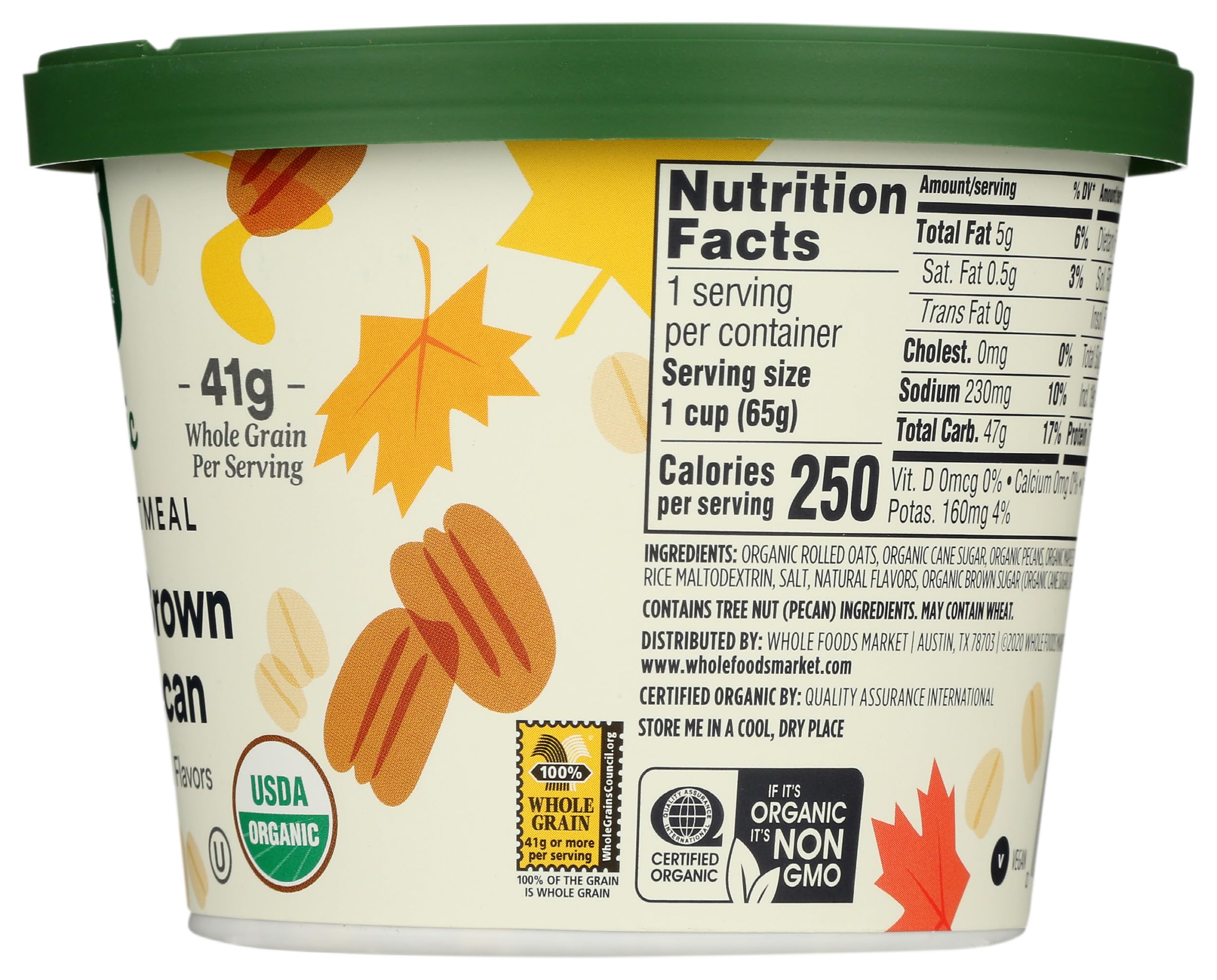 Organic Instant Oatmeal Maple & Brown Sugar Pecan 2.3 Oz 365 By Whole Foods Market