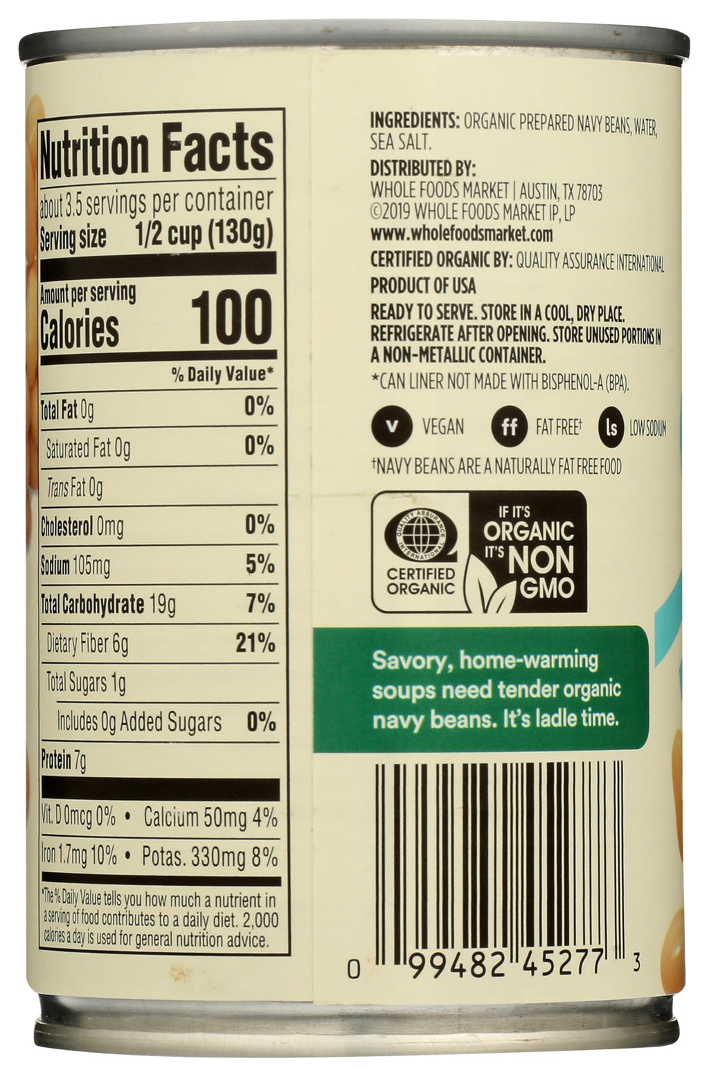Organic Navy Beans 15 Oz 365 By Whole Foods Market