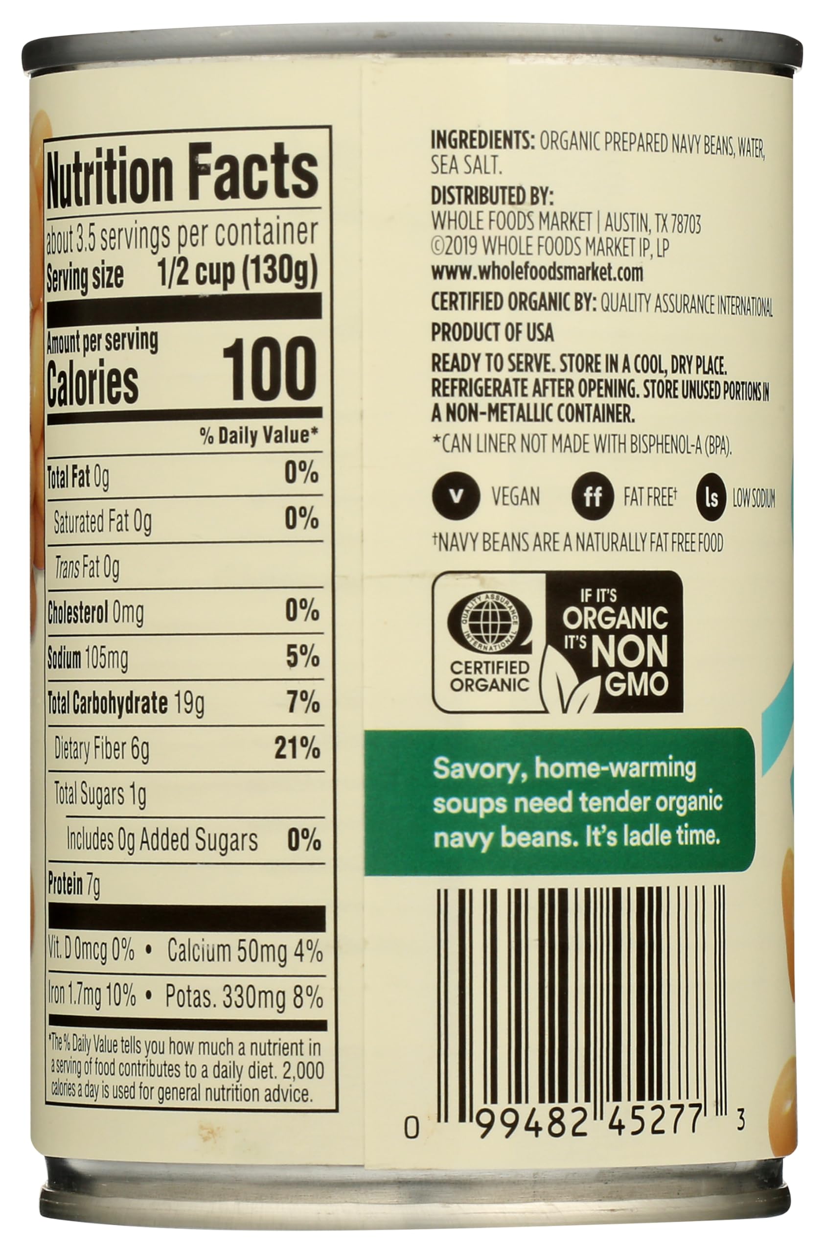 Organic Navy Beans 15 Oz 365 By Whole Foods Market