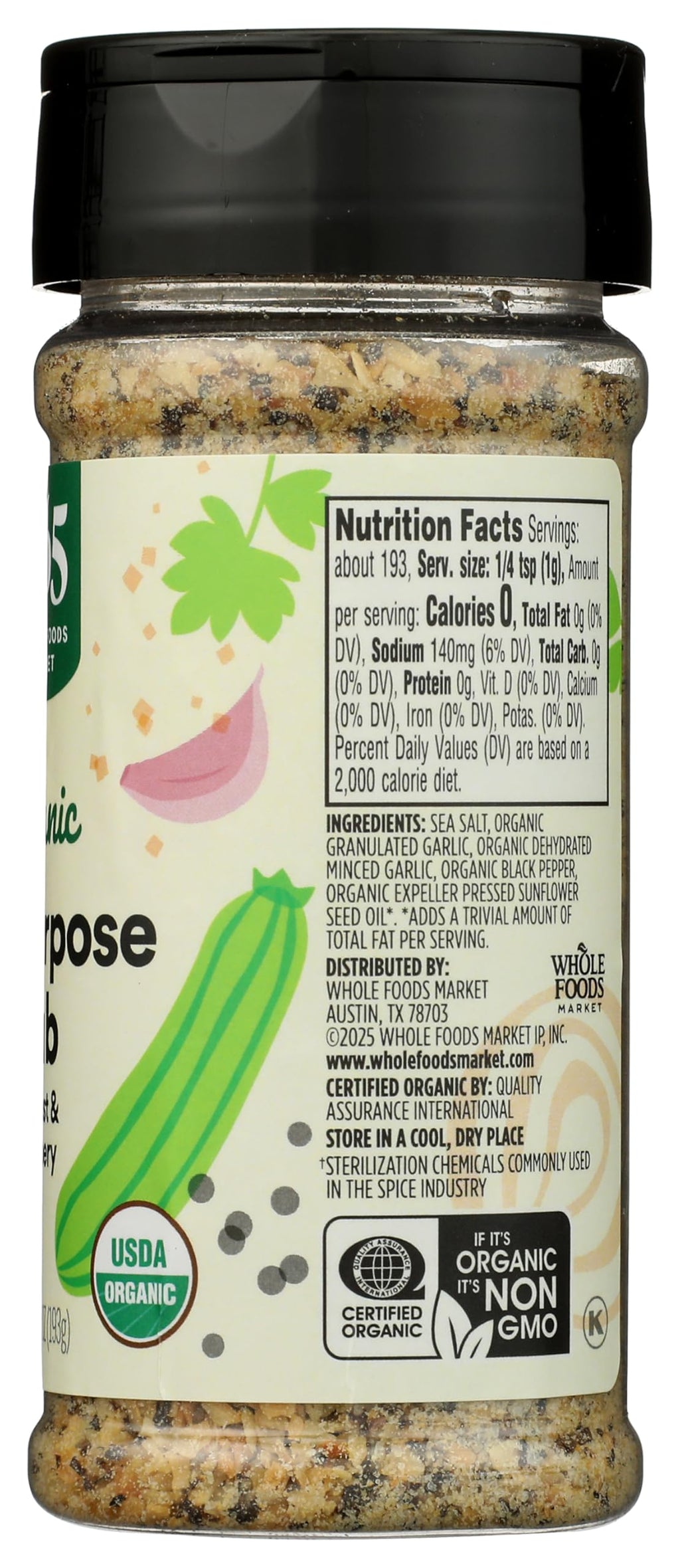Organic All-Purpose Seasoning 6.8 Oz 365 By Whole Foods Market