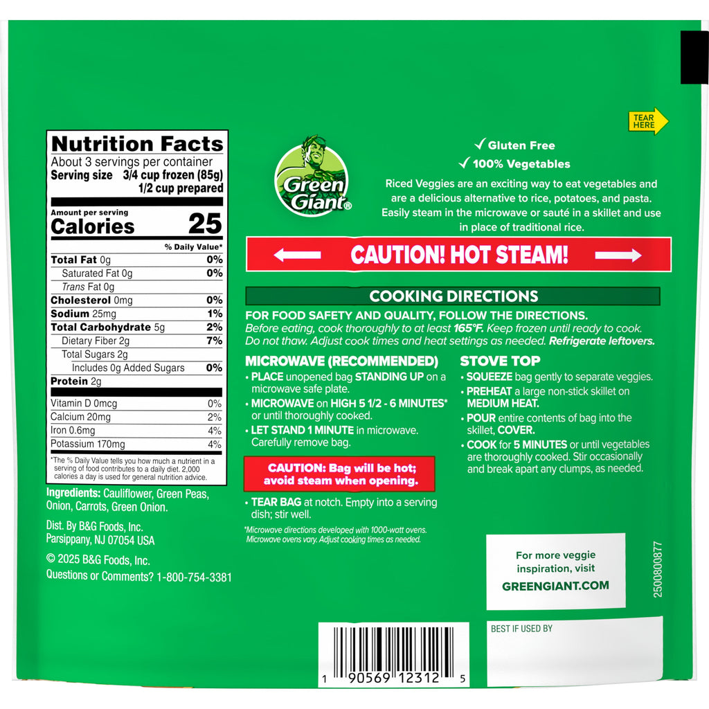 Green Giant Riced Veggies Cauliflower Medley Frozen 10 Oz