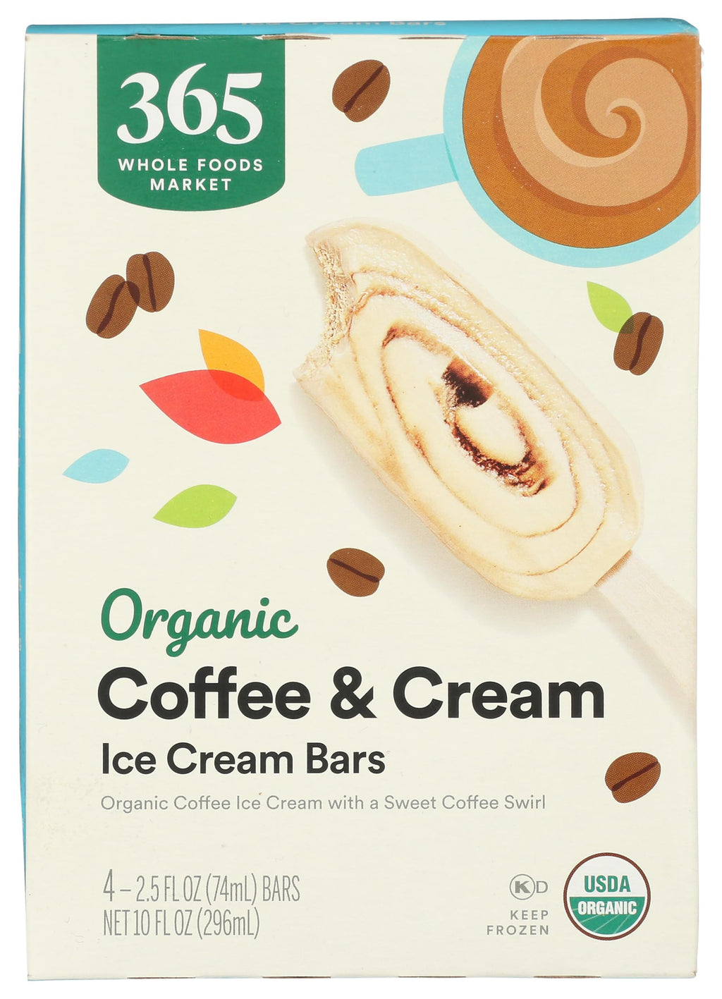 Organic Coffee & Cream Ice Cream Bar 10 FZ 365 By Whole Foods Market