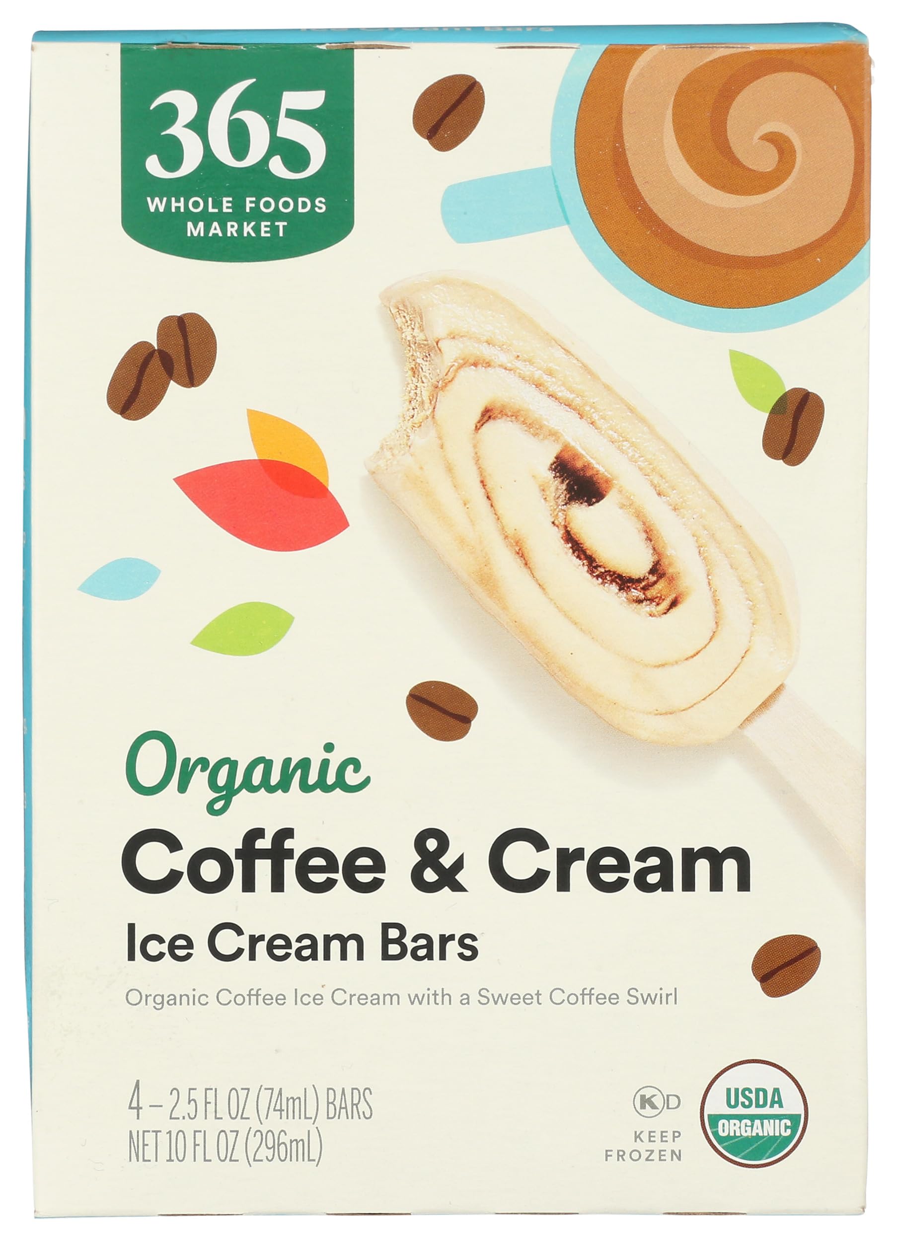 Organic Coffee & Cream Ice Cream Bar 10 FZ 365 By Whole Foods Market
