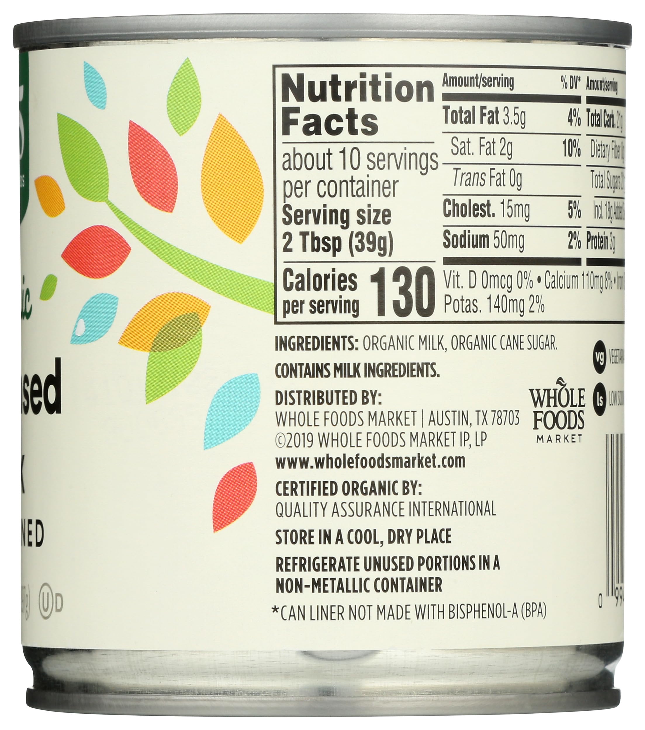 Organic Sweetened Condensed Milk 14 Oz 365 By Whole Foods Market