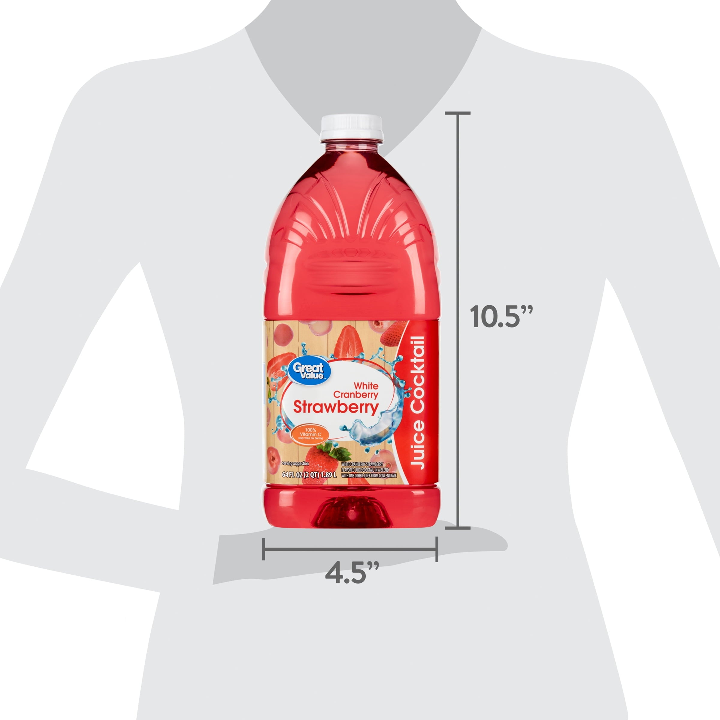 Great Value White Cranberry Strawberry Juice Cocktail 64 fl oz Bottle