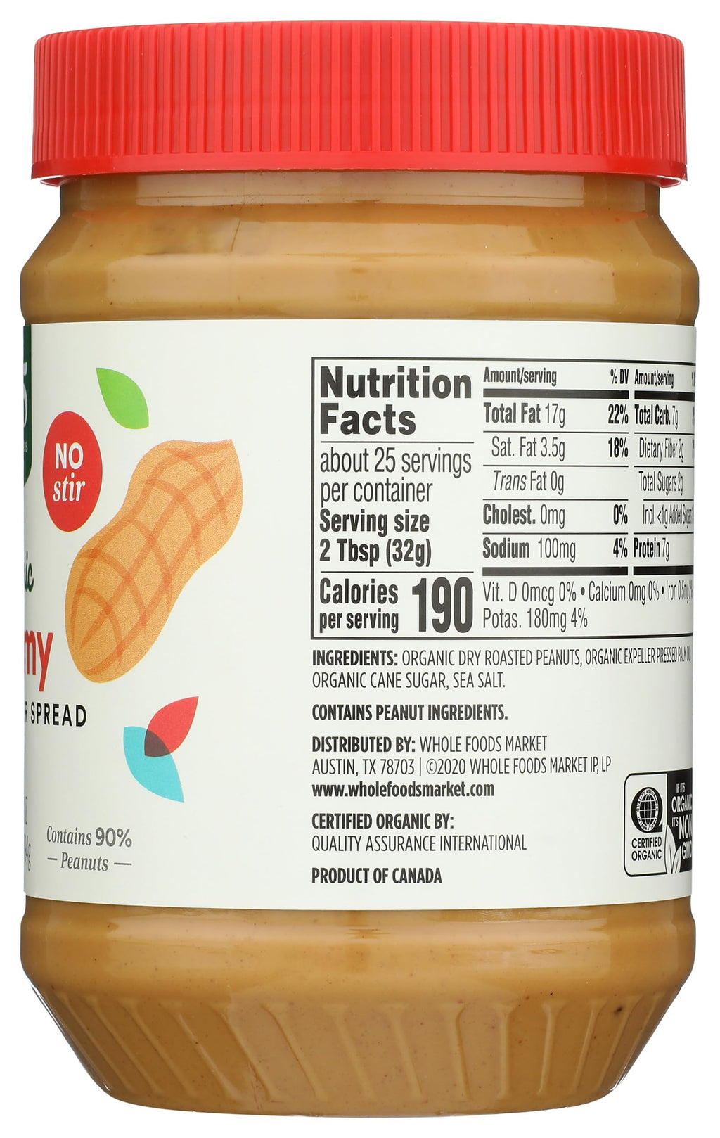 Organic Creamy Peanut Butter Spread 28 Oz 365 By Whole Foods Market