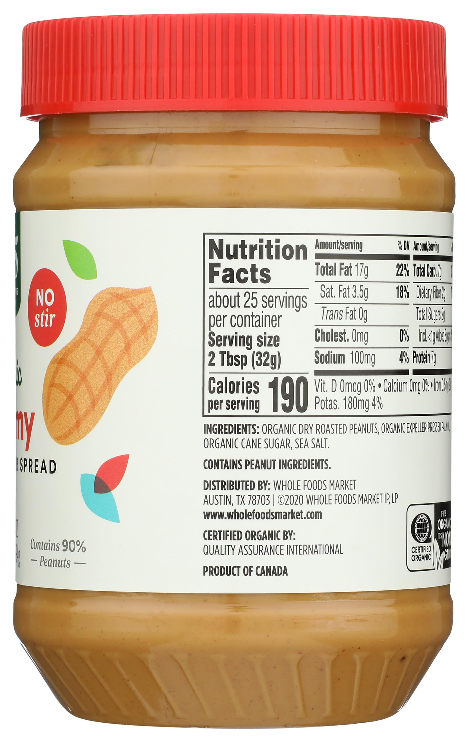 Organic Creamy Peanut Butter Spread 28 Oz 365 By Whole Foods Market