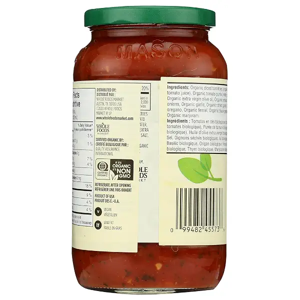 Organic Italian Herb Pasta Sauce 25 Oz 1 Count 365 By Whole Foods Market