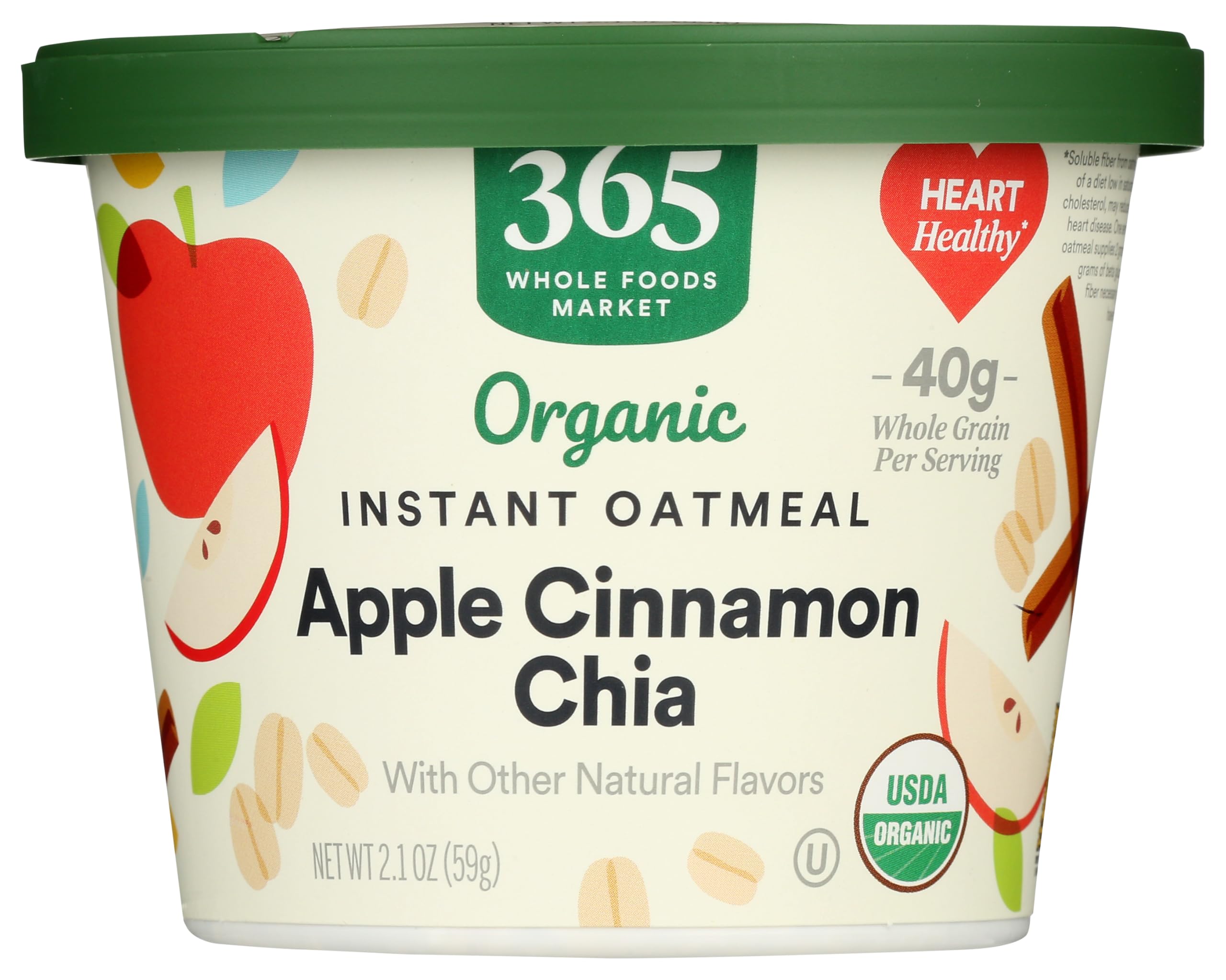 Organic Instant Oatmeal Apple Cinnamon Chia 2.1 Oz 365 By Whole Foods Market