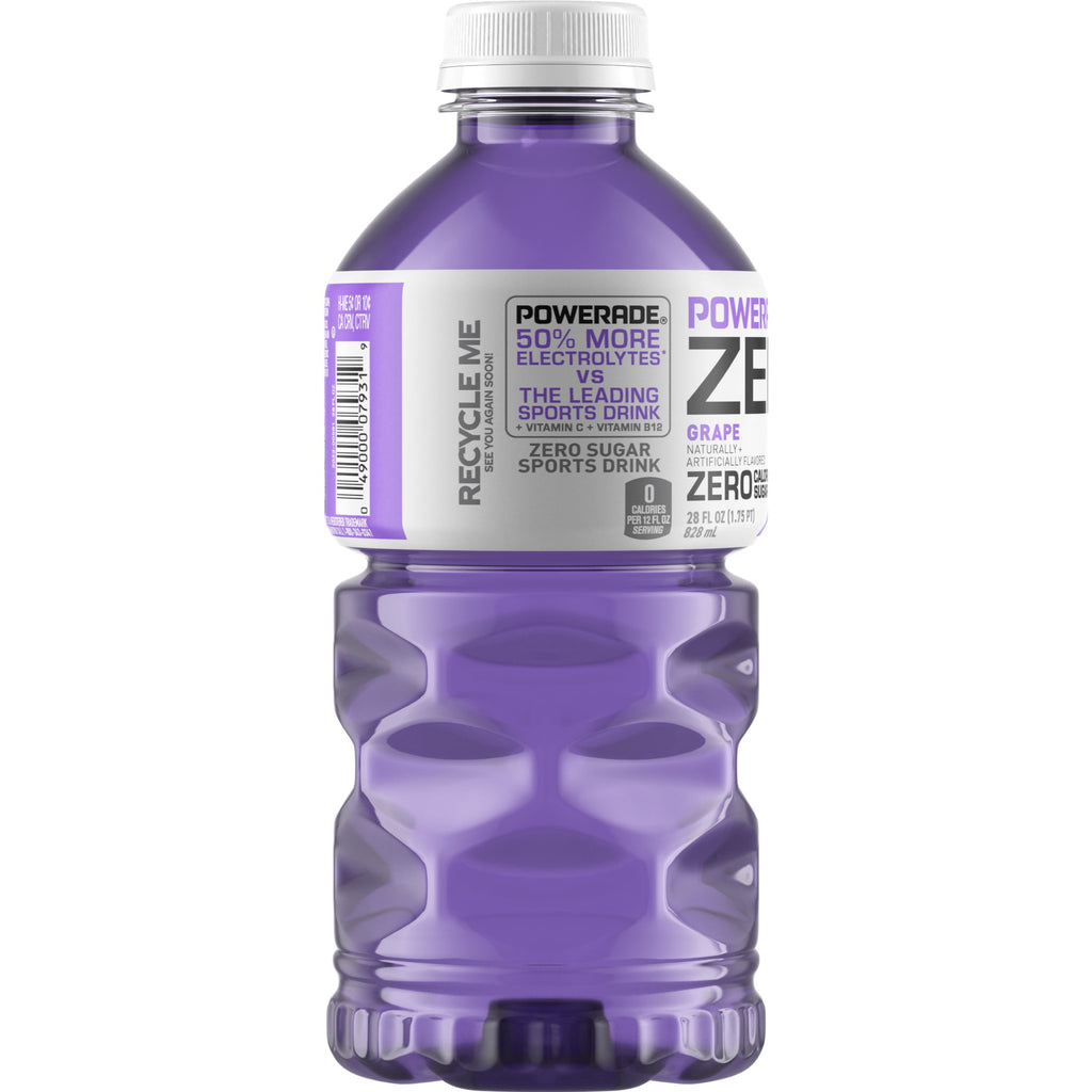 POWERADE Zero Sugar Grape Electrolyte Sports Drink 28 fl oz Bottle
