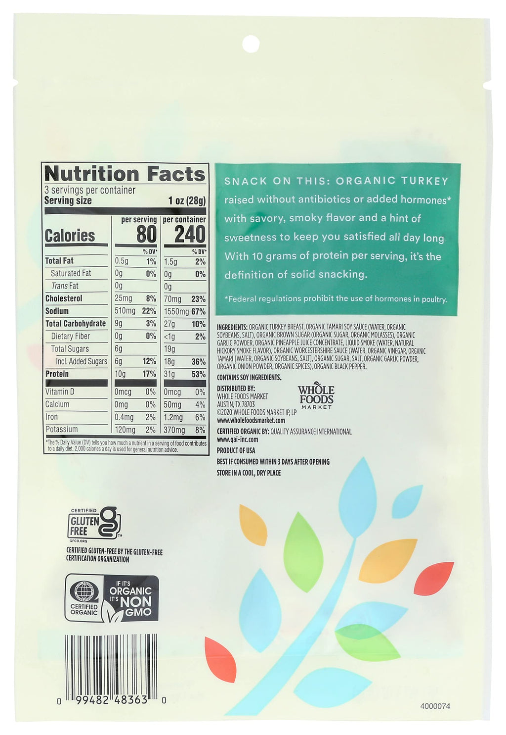 Organic Original Turkey Jerky 3 Oz 365 By Whole Foods Market