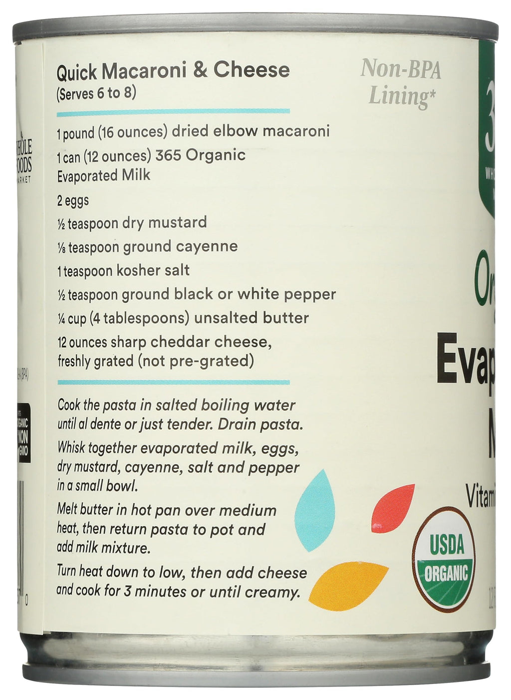Organic Evaporated Milk 12 Fl Oz 365 By Whole Foods Market