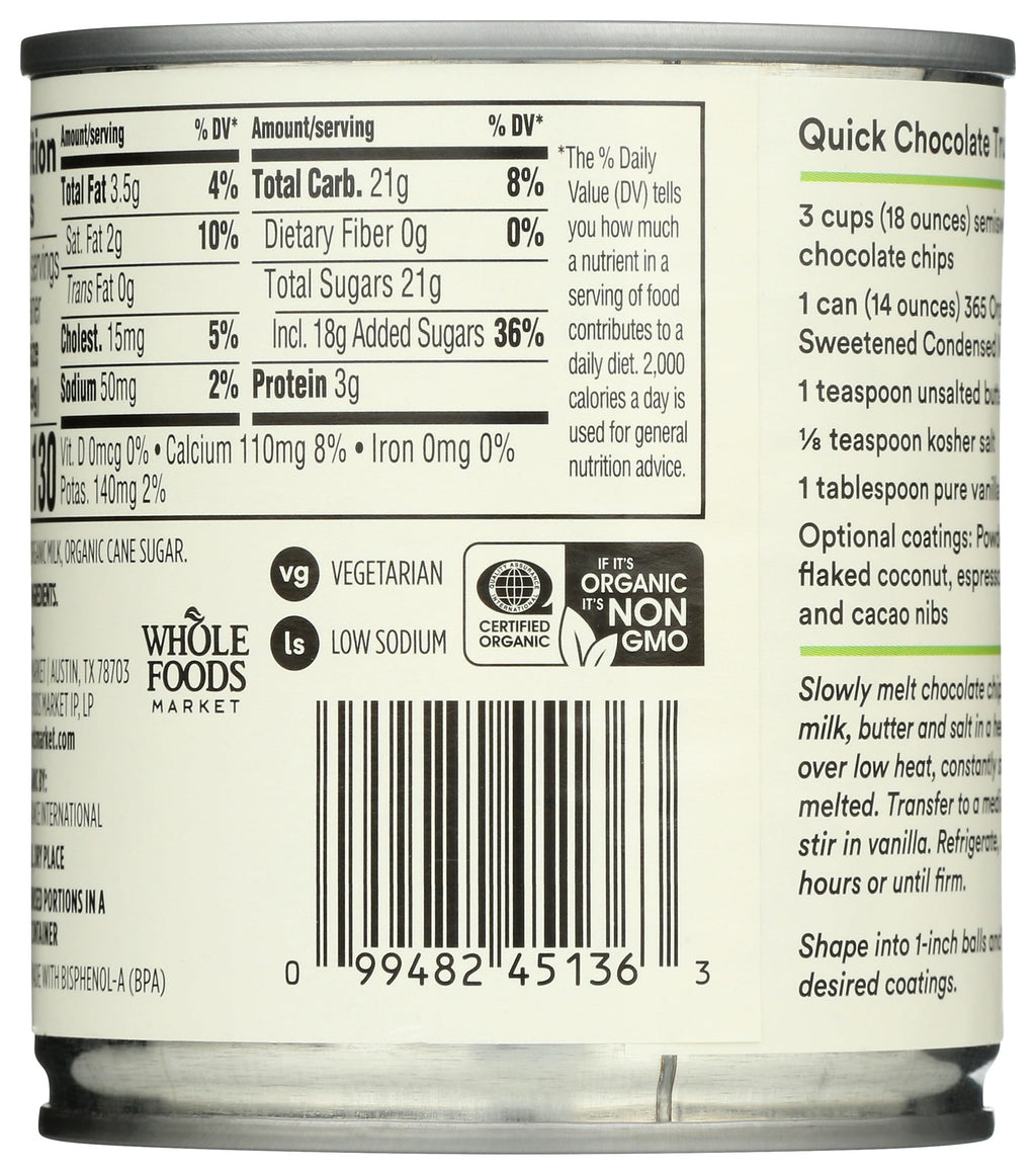 Organic Sweetened Condensed Milk 14 Oz 365 By Whole Foods Market
