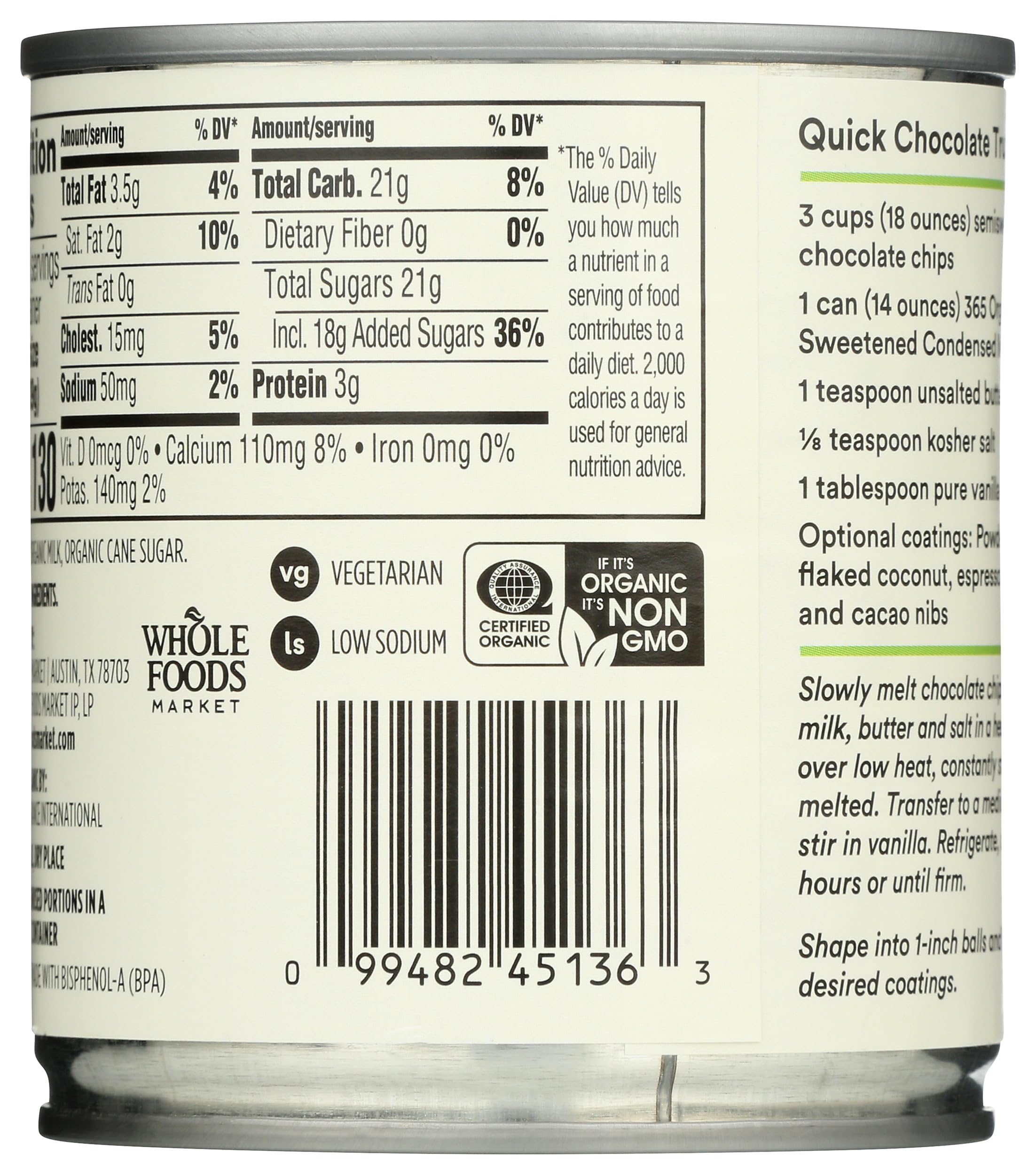 Organic Sweetened Condensed Milk 14 Oz 365 By Whole Foods Market
