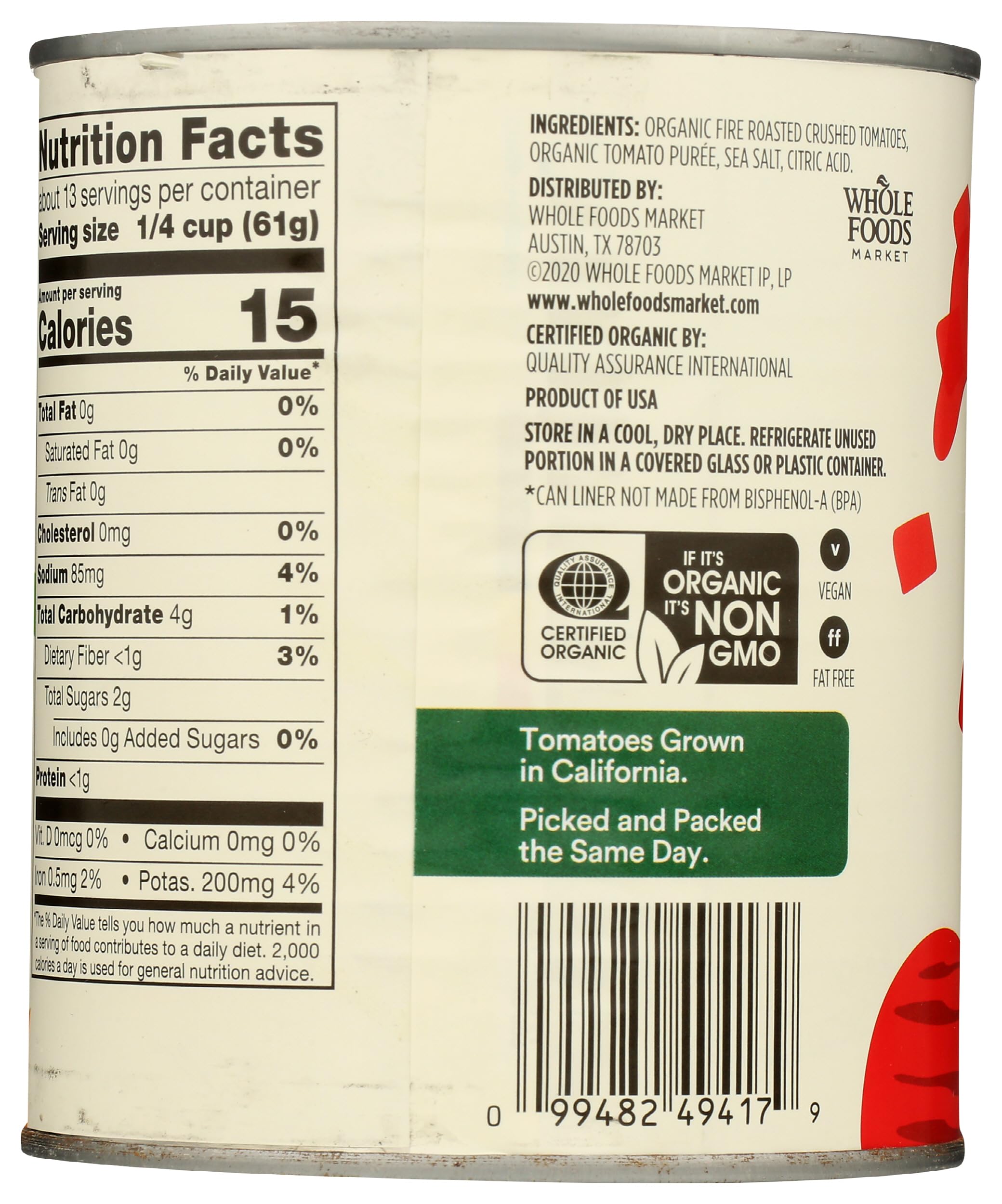 Organic Crushed Tomatoes Fire Roasted 28 Oz 365 By Whole Foods Market