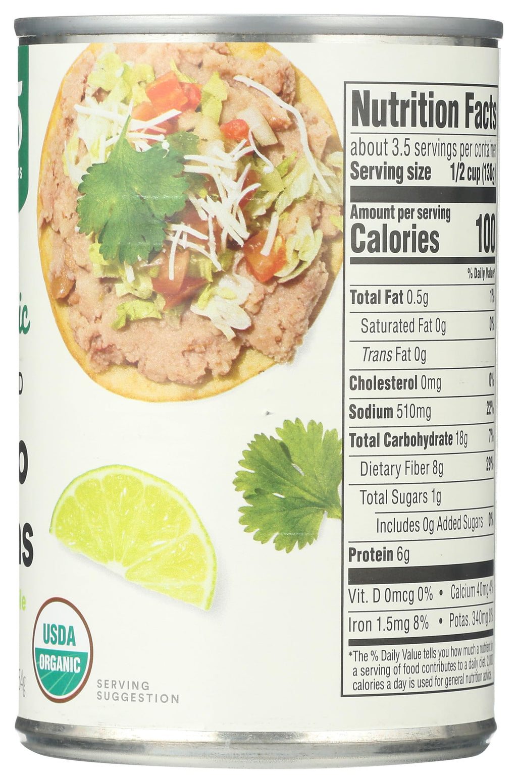 Organic Refried Beans Roasted Chili & Lime 16 Oz 365 By Whole Foods Market