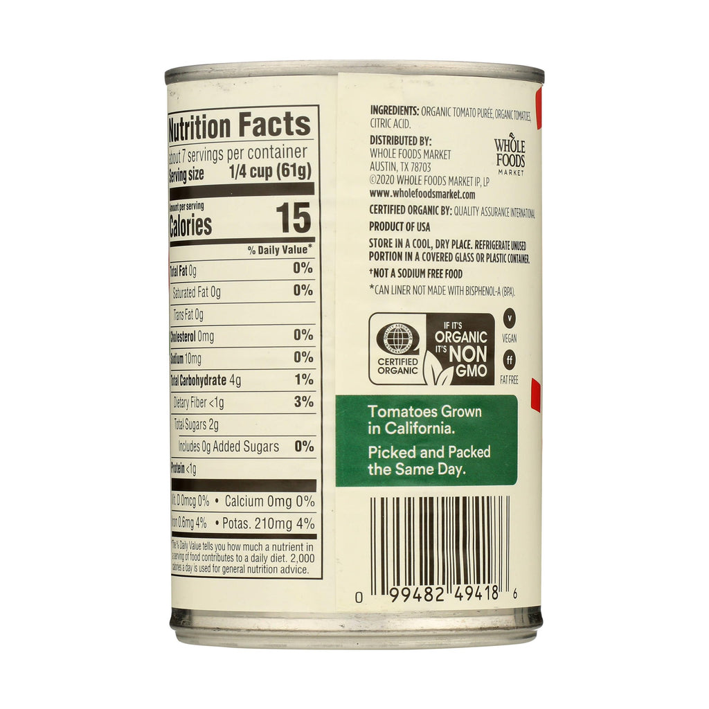 Organic Crushed Tomatoes No Salt Added 15 Oz 365 By Whole Foods Market