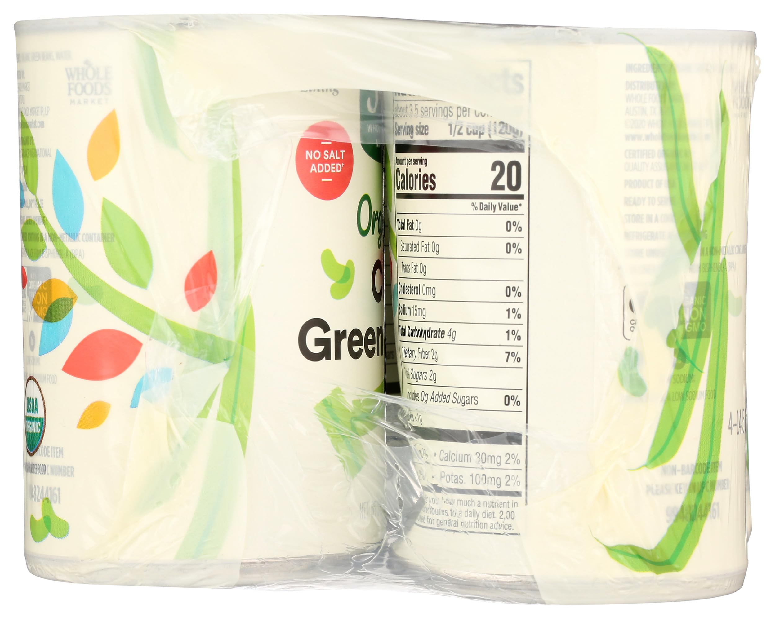 Organic No Salt Added Cut Green Beans 14.5 Oz 365 By Whole Foods Market