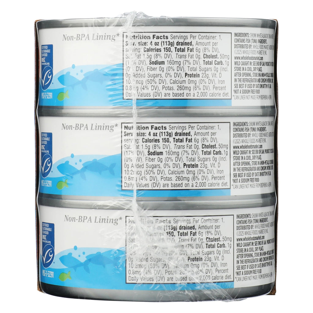 No Salt Albacore Tuna in Water 6pk 5 Oz 365 By Whole Foods Market