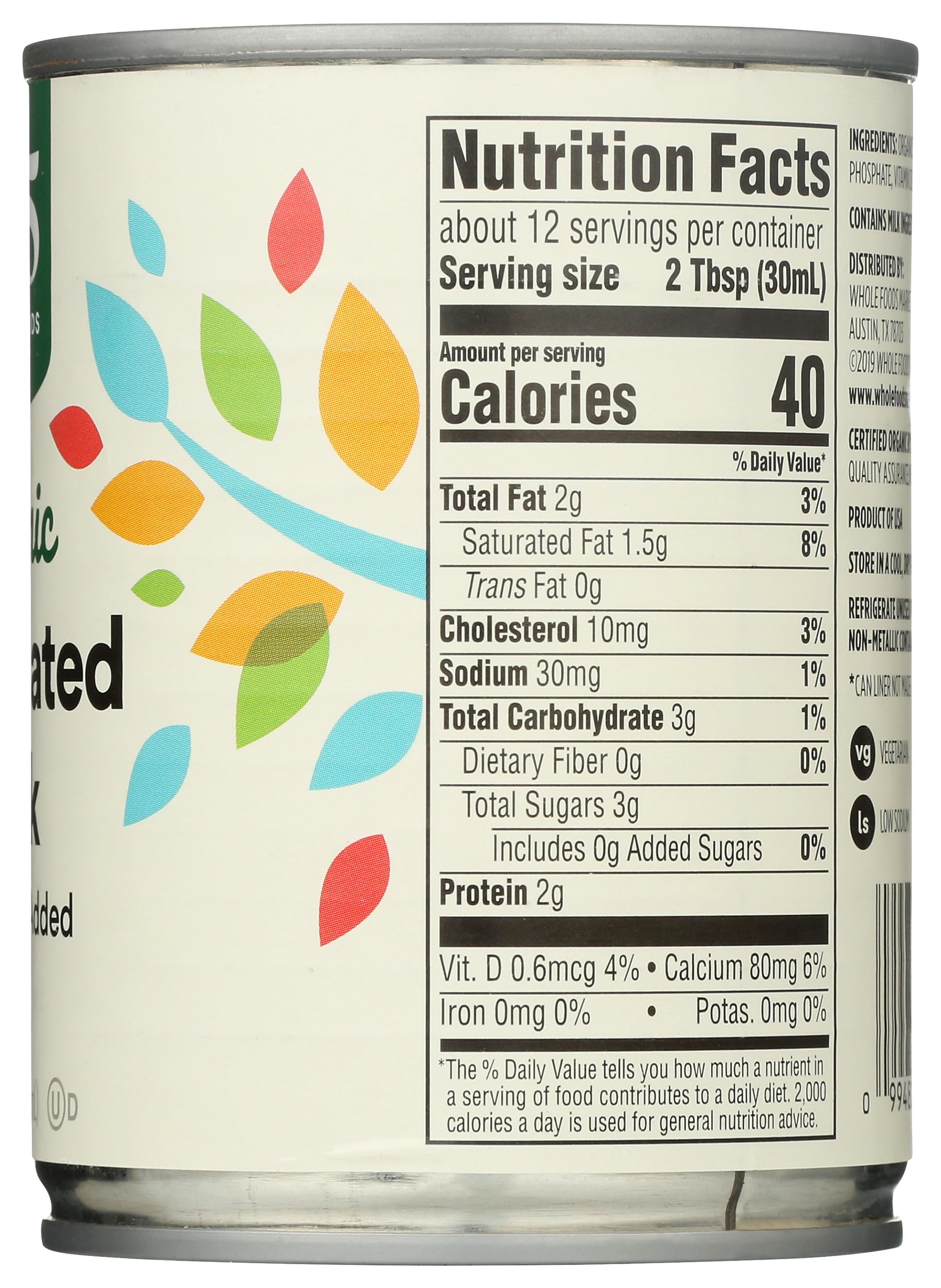 Organic Evaporated Milk 12 Fl Oz 365 By Whole Foods Market