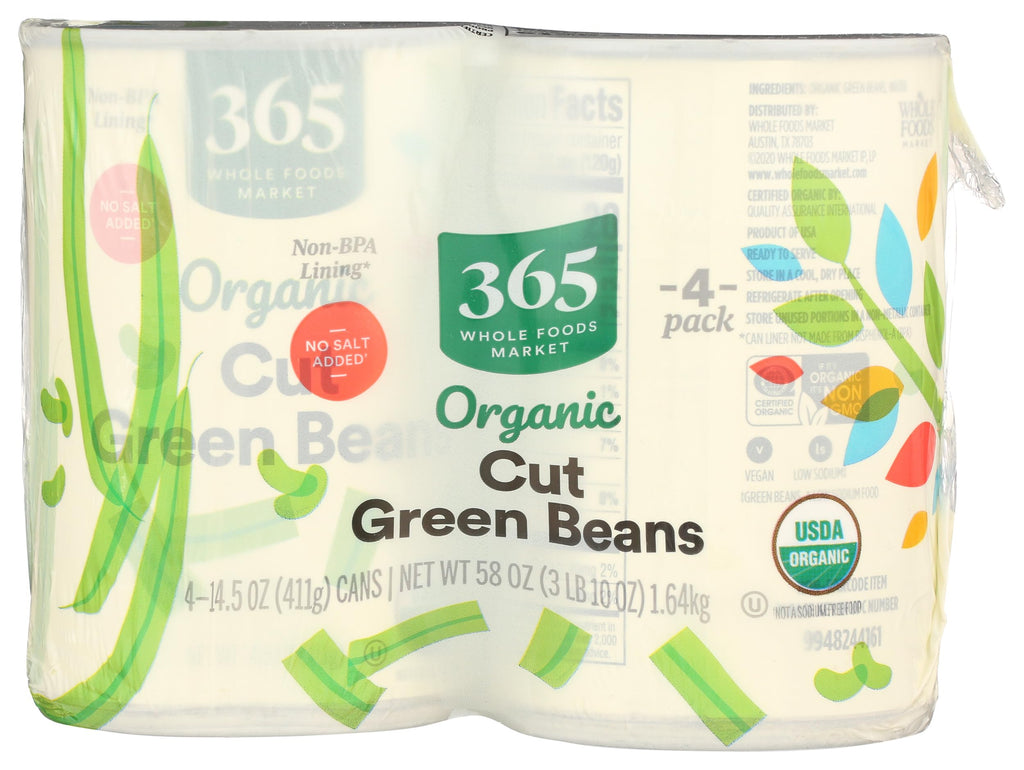 Organic No Salt Added Cut Green Beans 14.5 Oz 365 By Whole Foods Market