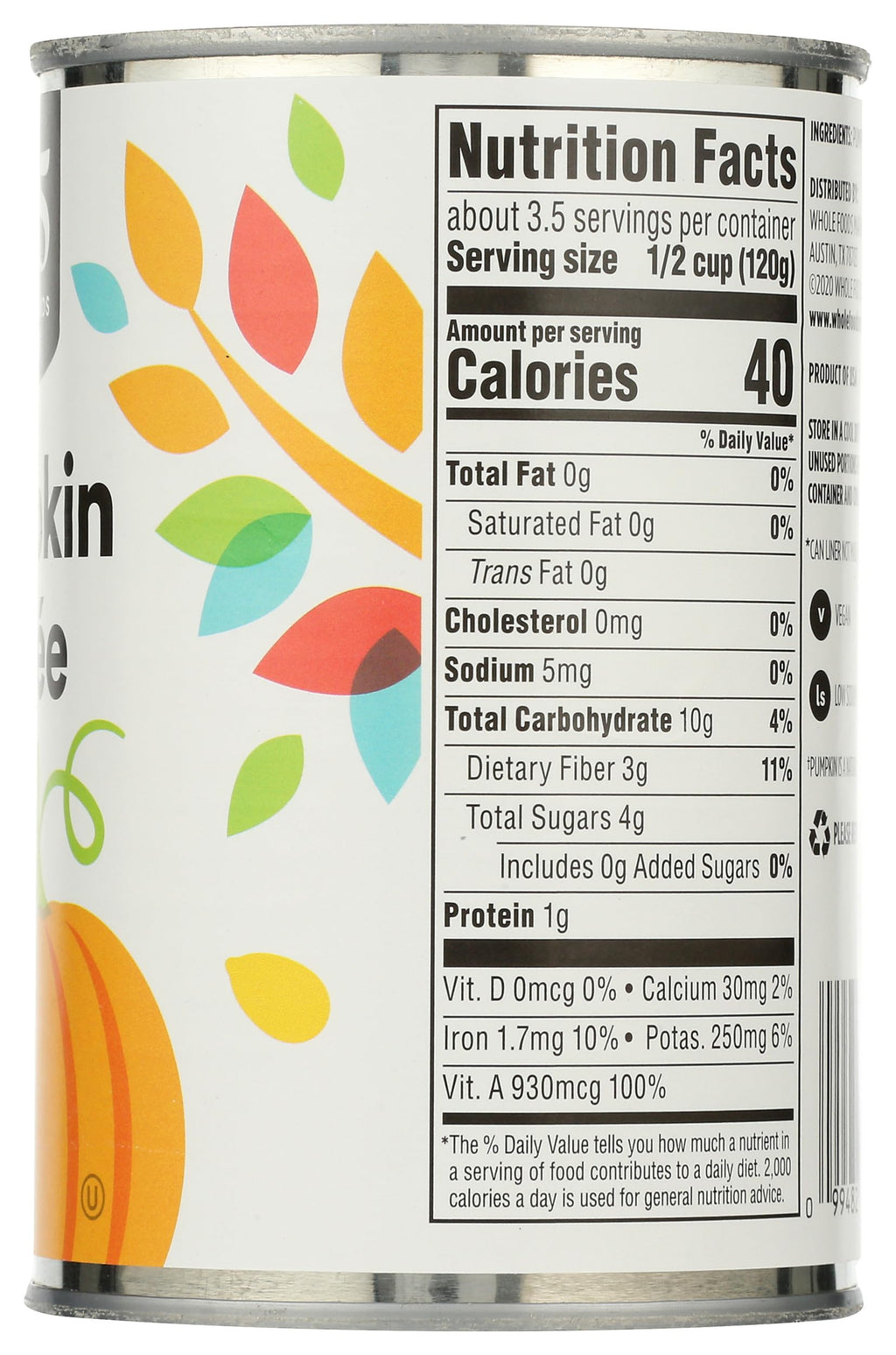 Pumpkin Puree 15 Oz 365 By Whole Foods Market