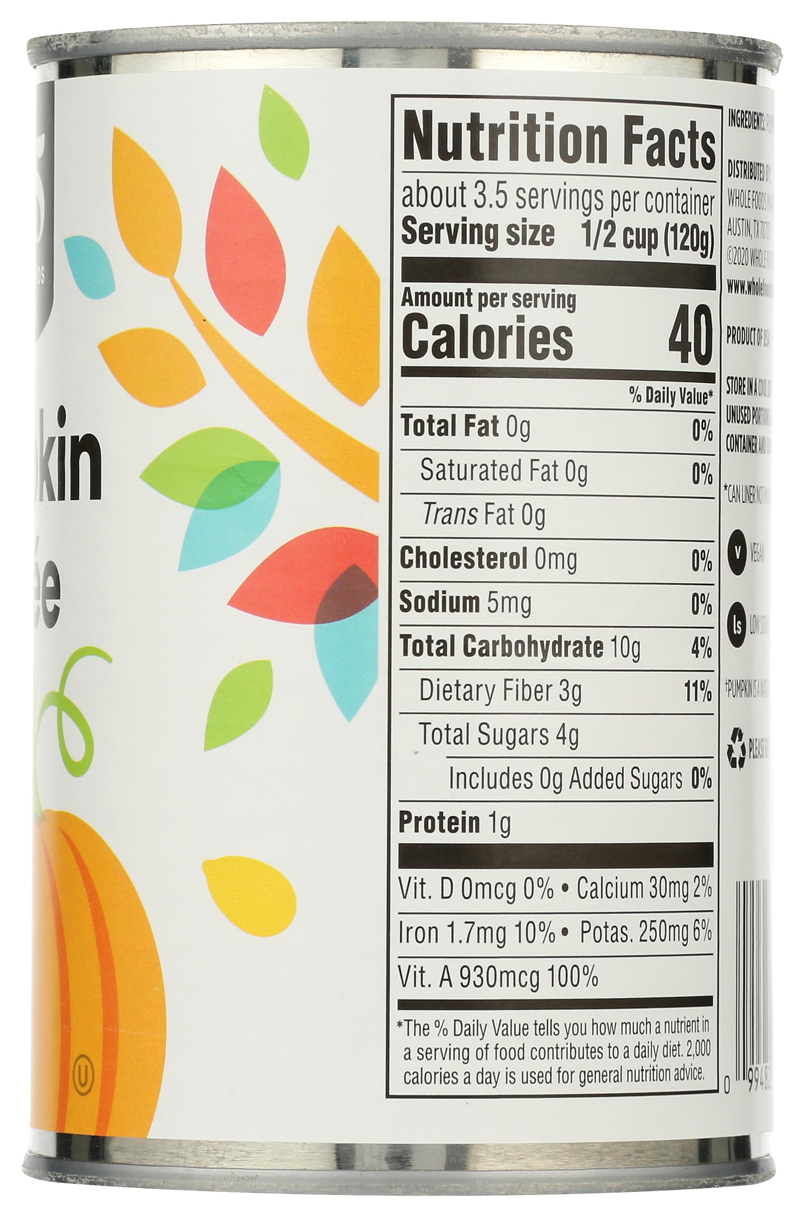 Pumpkin Puree 15 Oz 365 By Whole Foods Market