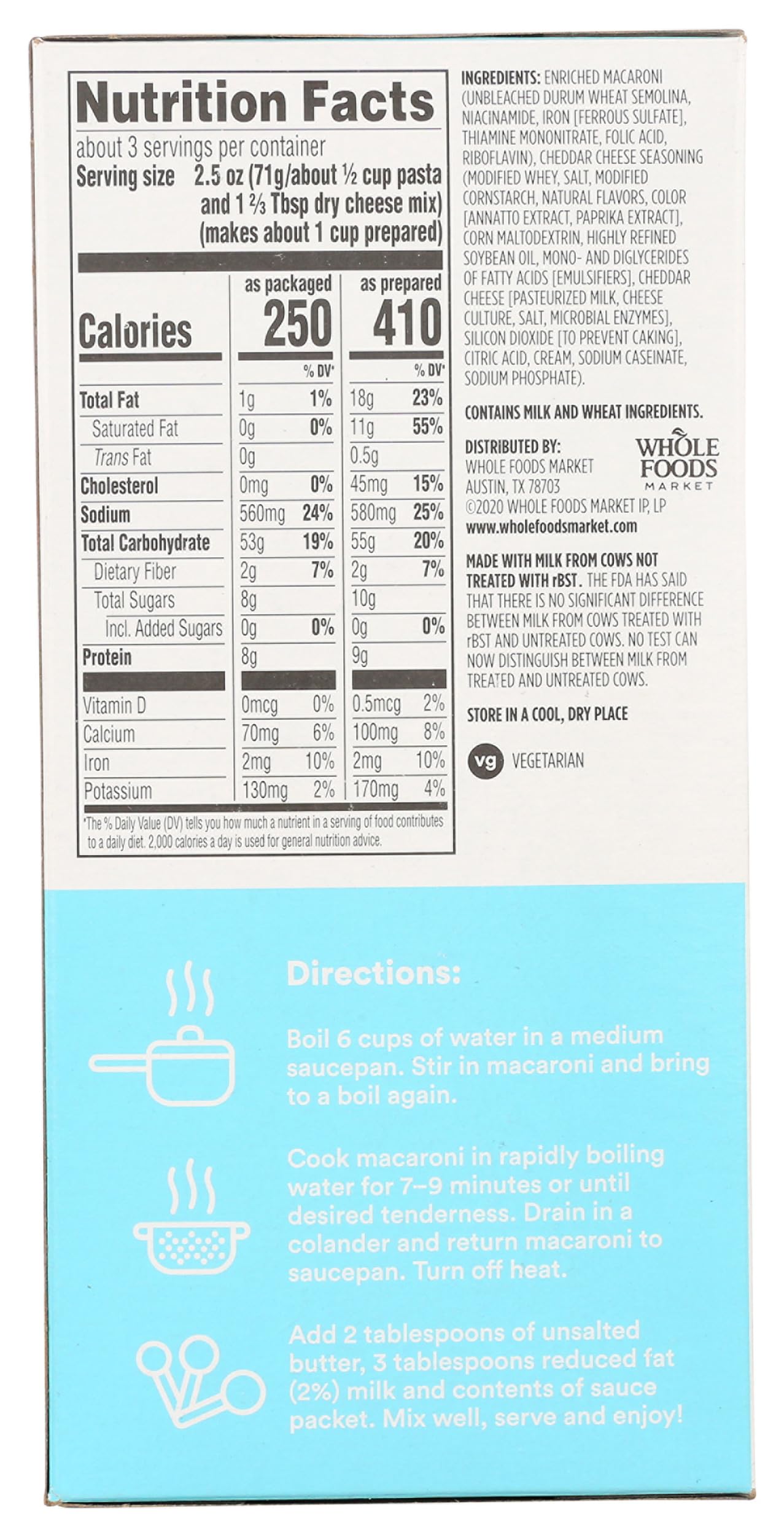 Macaroni & Cheese 7.25 Oz 365 By Whole Foods Market