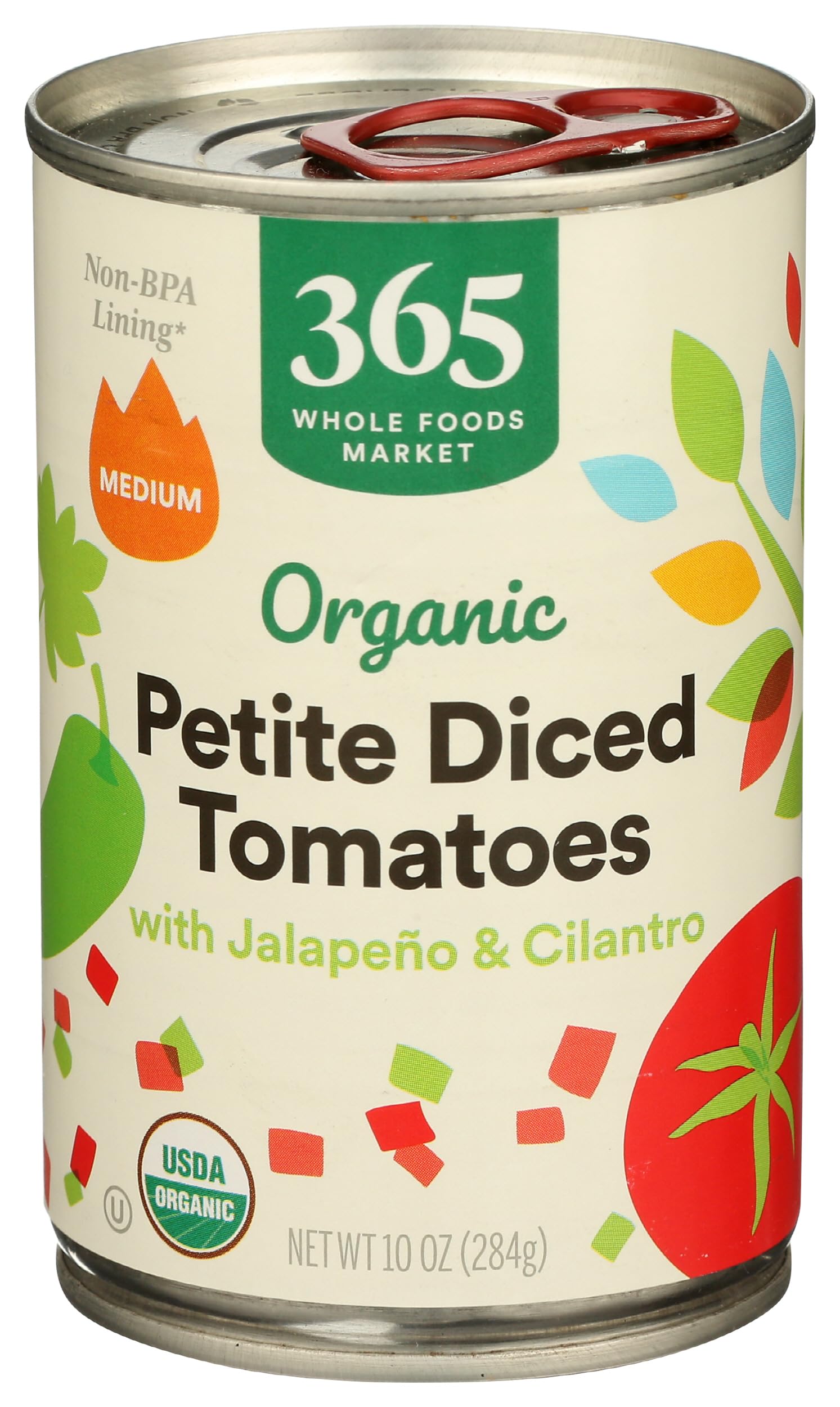 Organic Petite Diced Tomatoes With Jalapeno & Cilantro 10 Oz 365 By Whole Foods Market